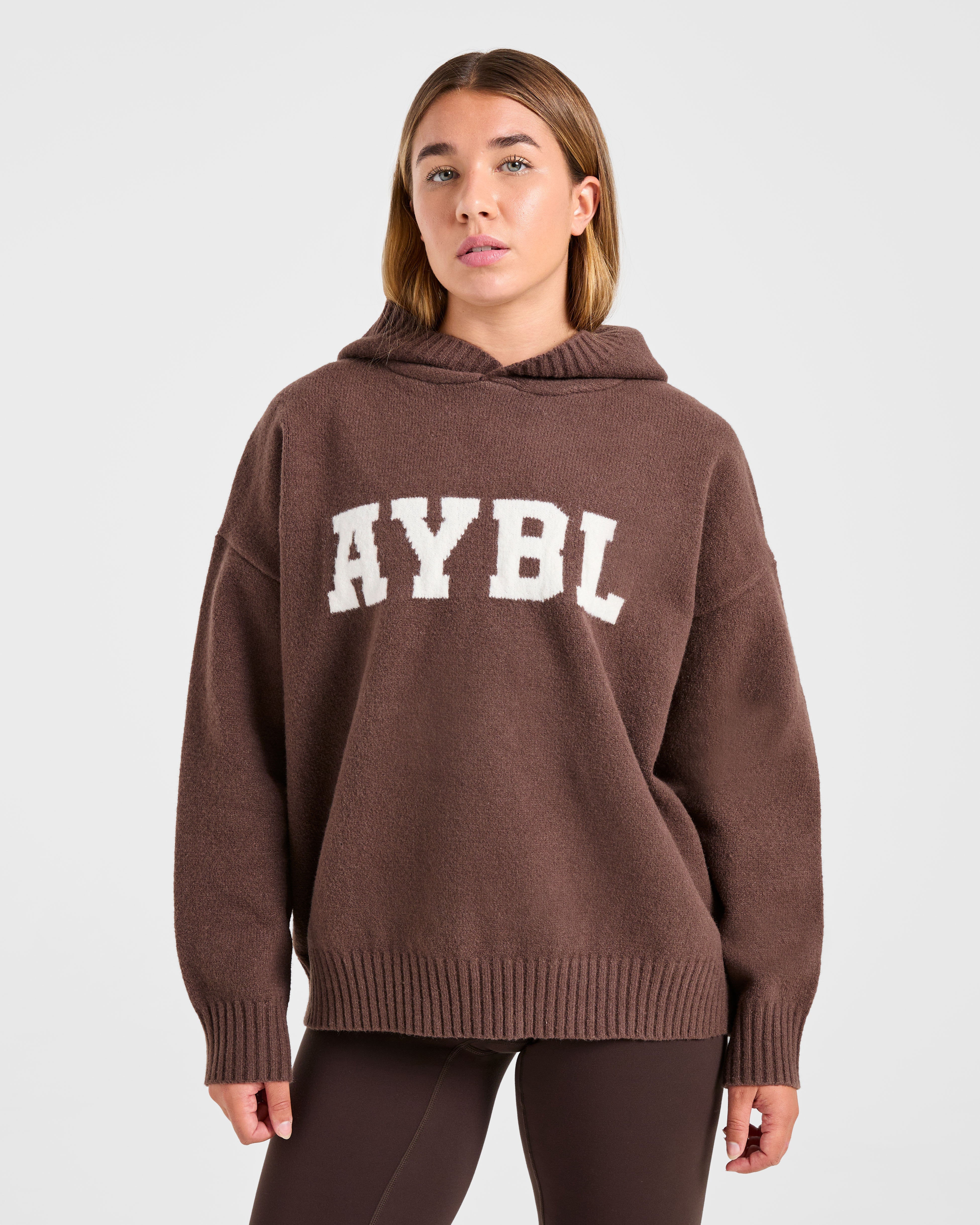 Felpa Oversized in Lana da Varsity - Marrone