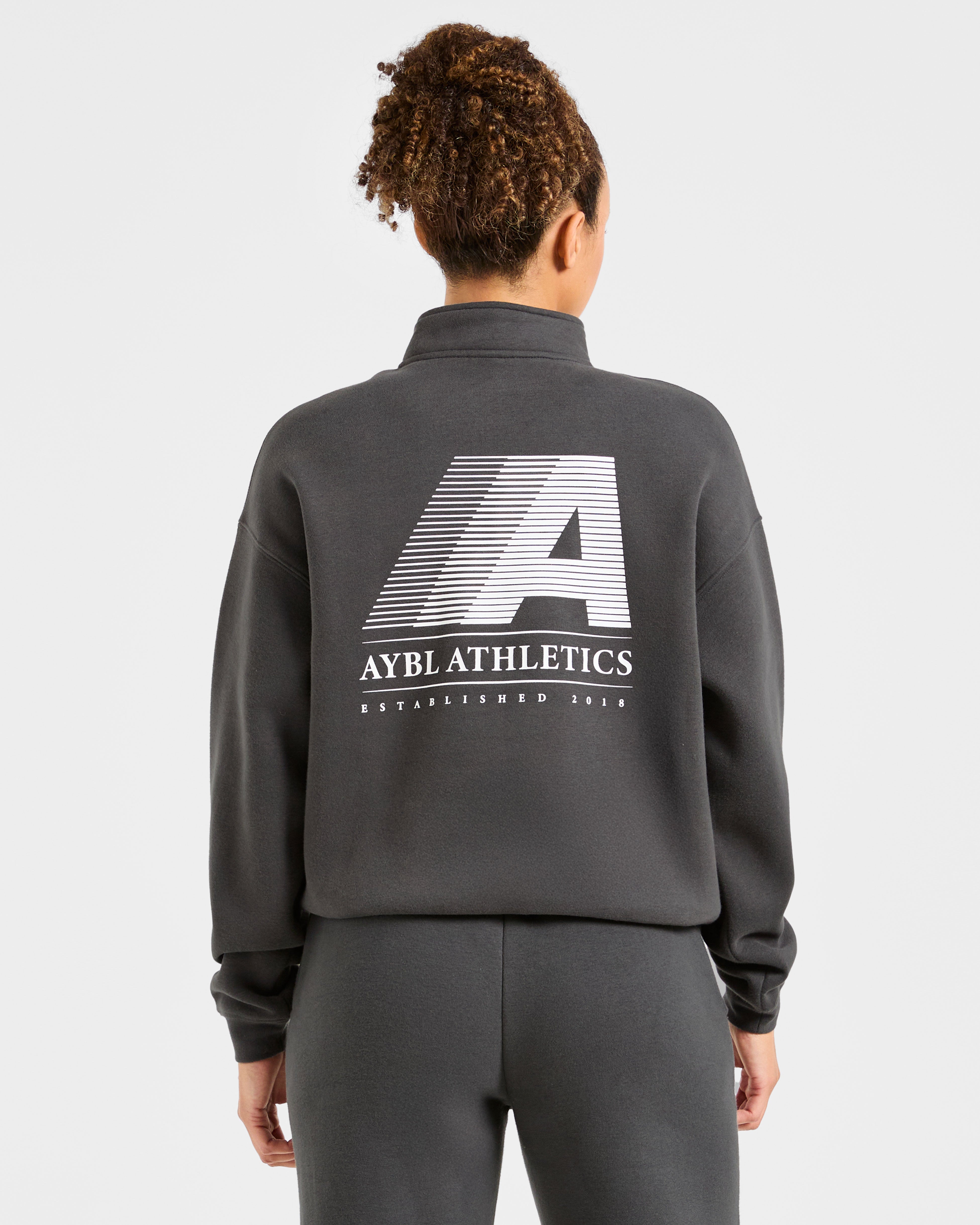 Retro Athletics Pullover Oversized con Cerniera 1/4 - Grigio