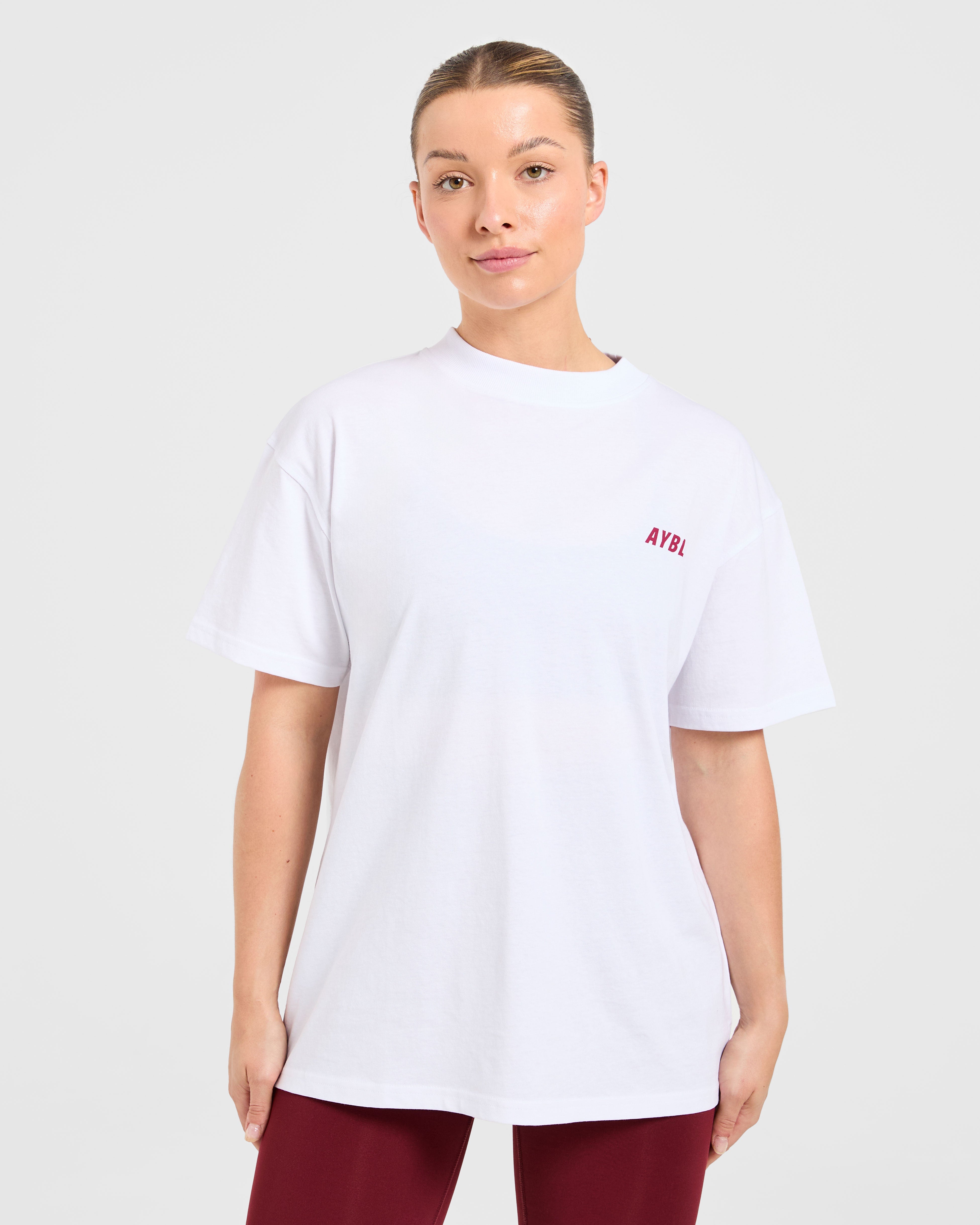 Cardio Club T-Shirt Oversize - Bianco/Bordeaux