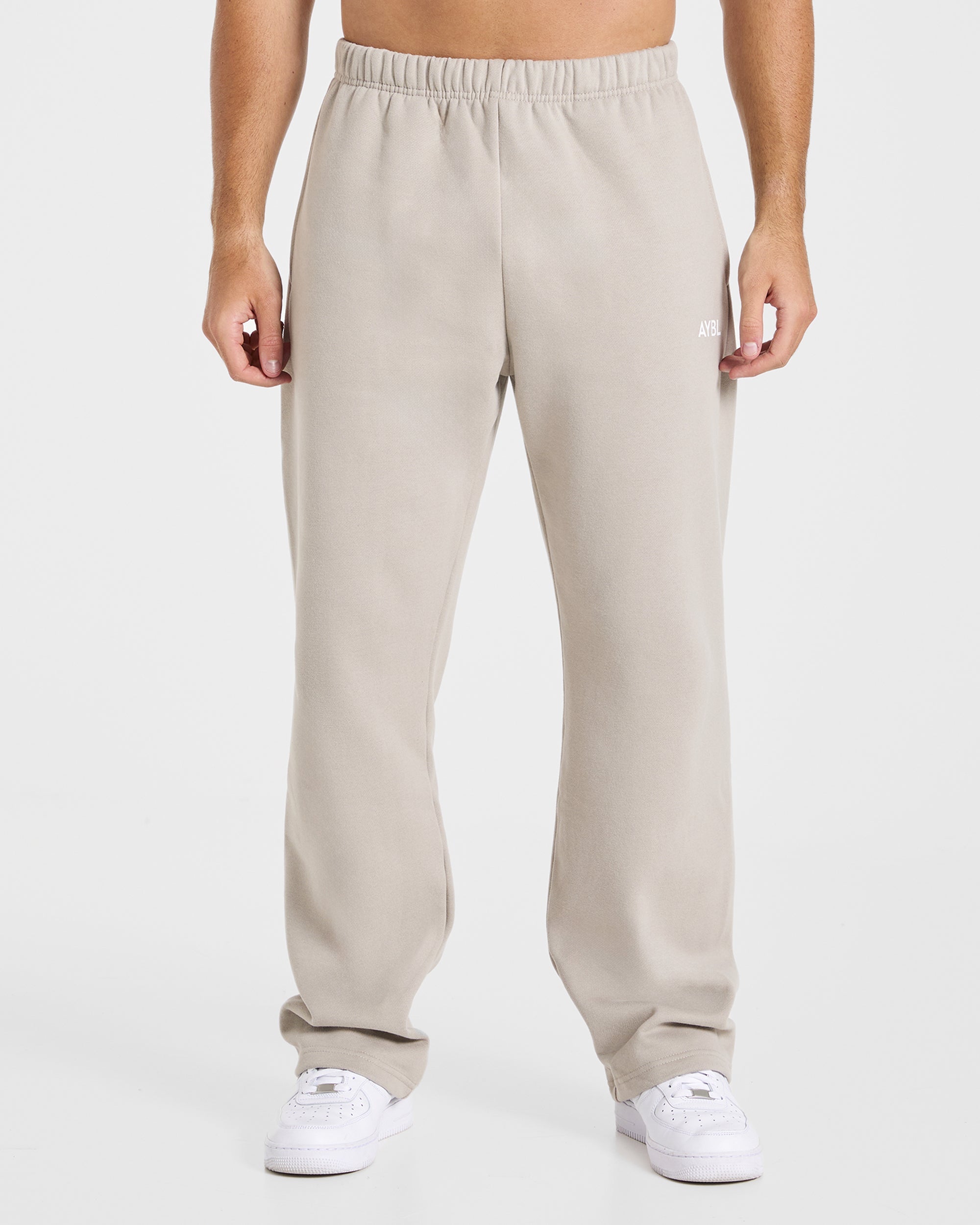Pantaloni Jogger Oversized a Gamba Dritta - Pietra