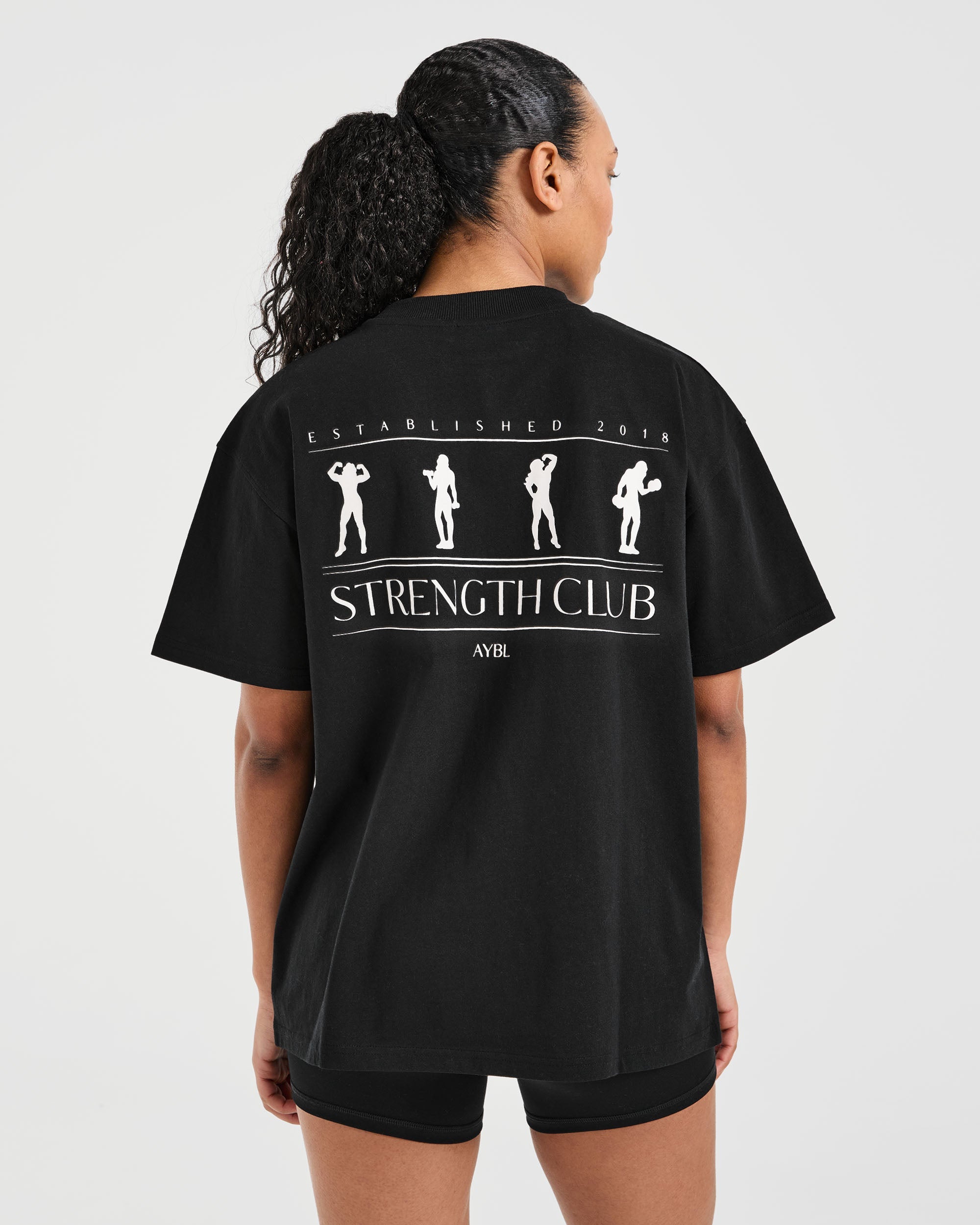 T-shirt Oversized Strength Club - Nero