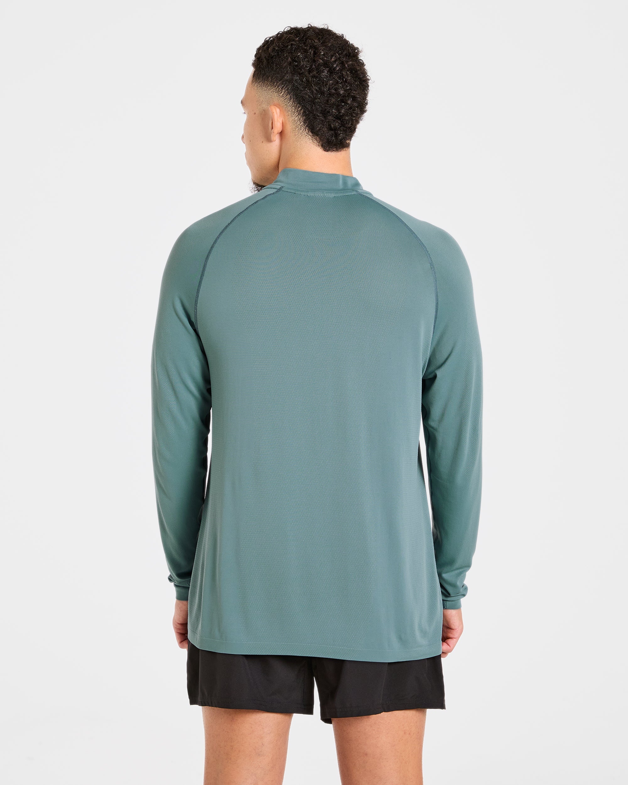Attain Pullover senza cuciture con zip 1/2 - Blu Titan