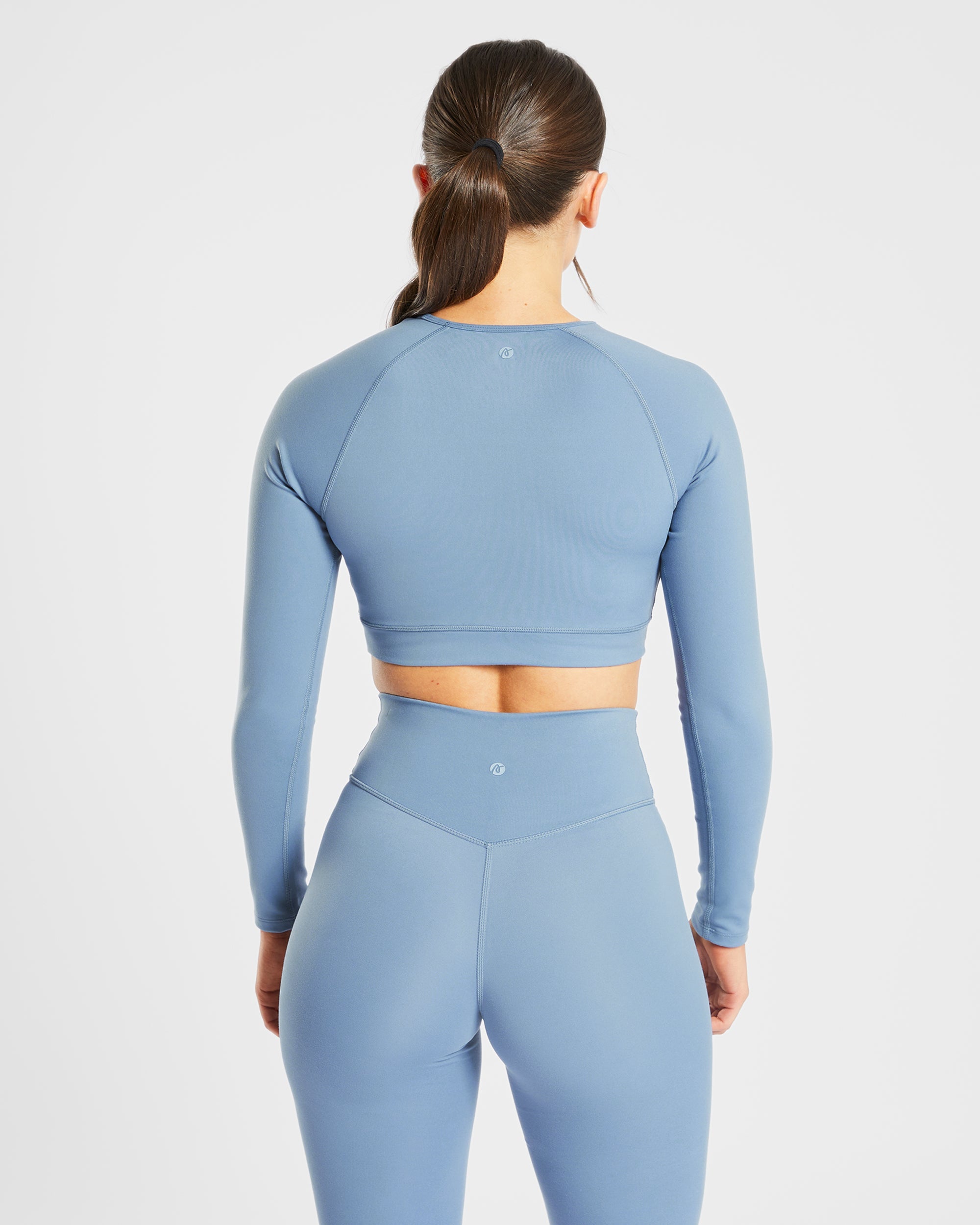 Top Corto a Maniche Lunghe - Blu Slate
