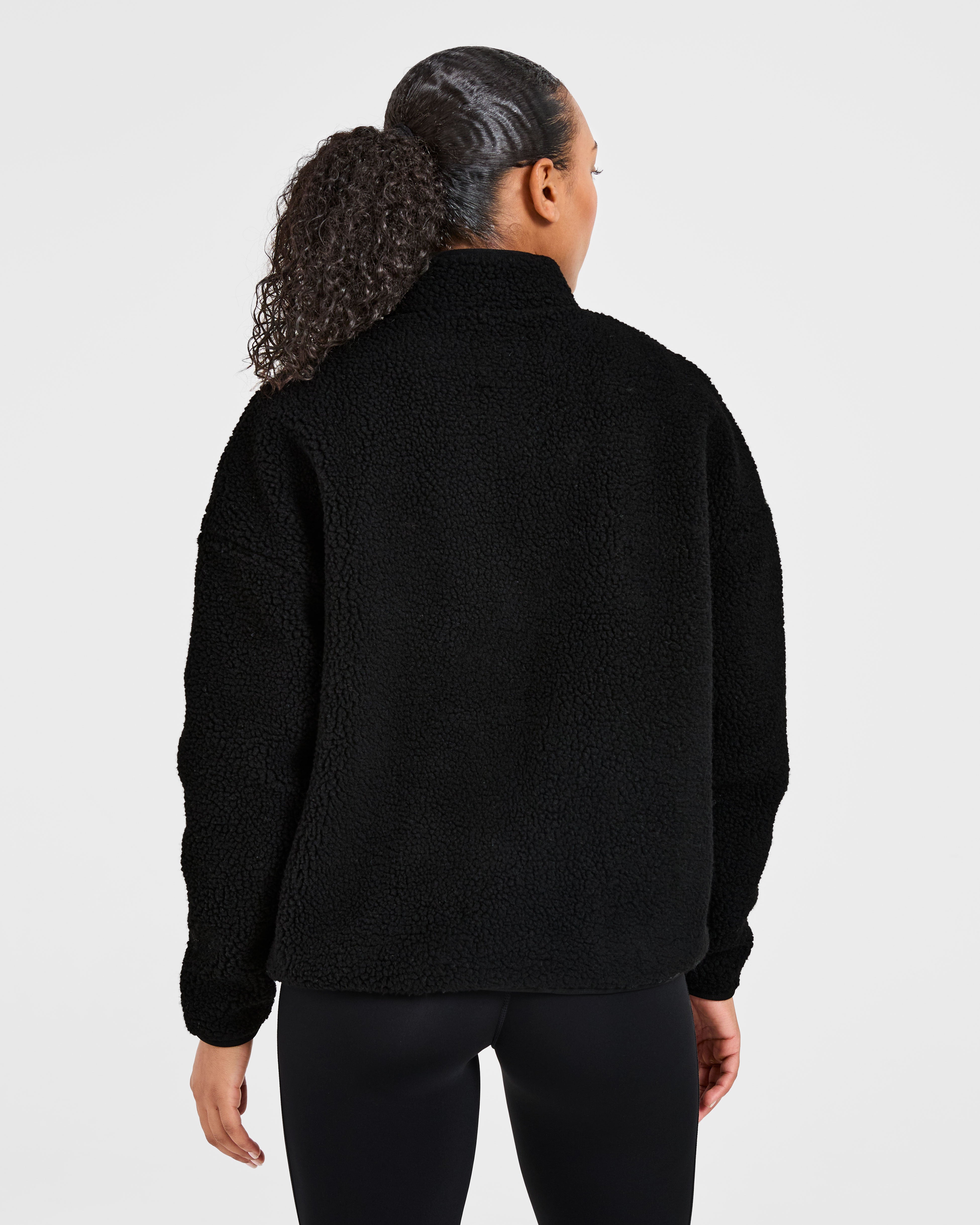 Giacca in pile oversize con cerniera - Nero