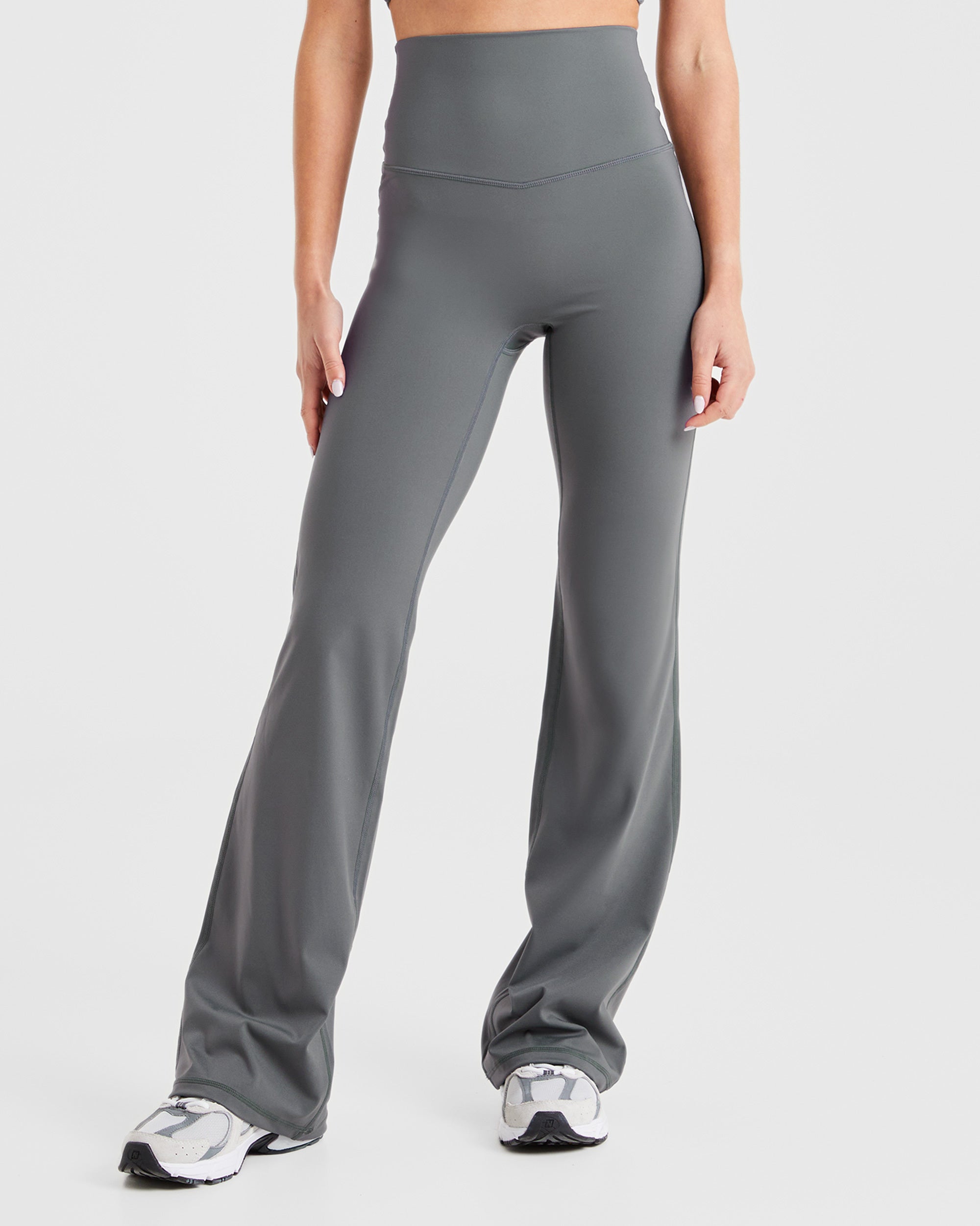 Leggings A Forma Scultura con Gamba Ampia - Grigio Carbone