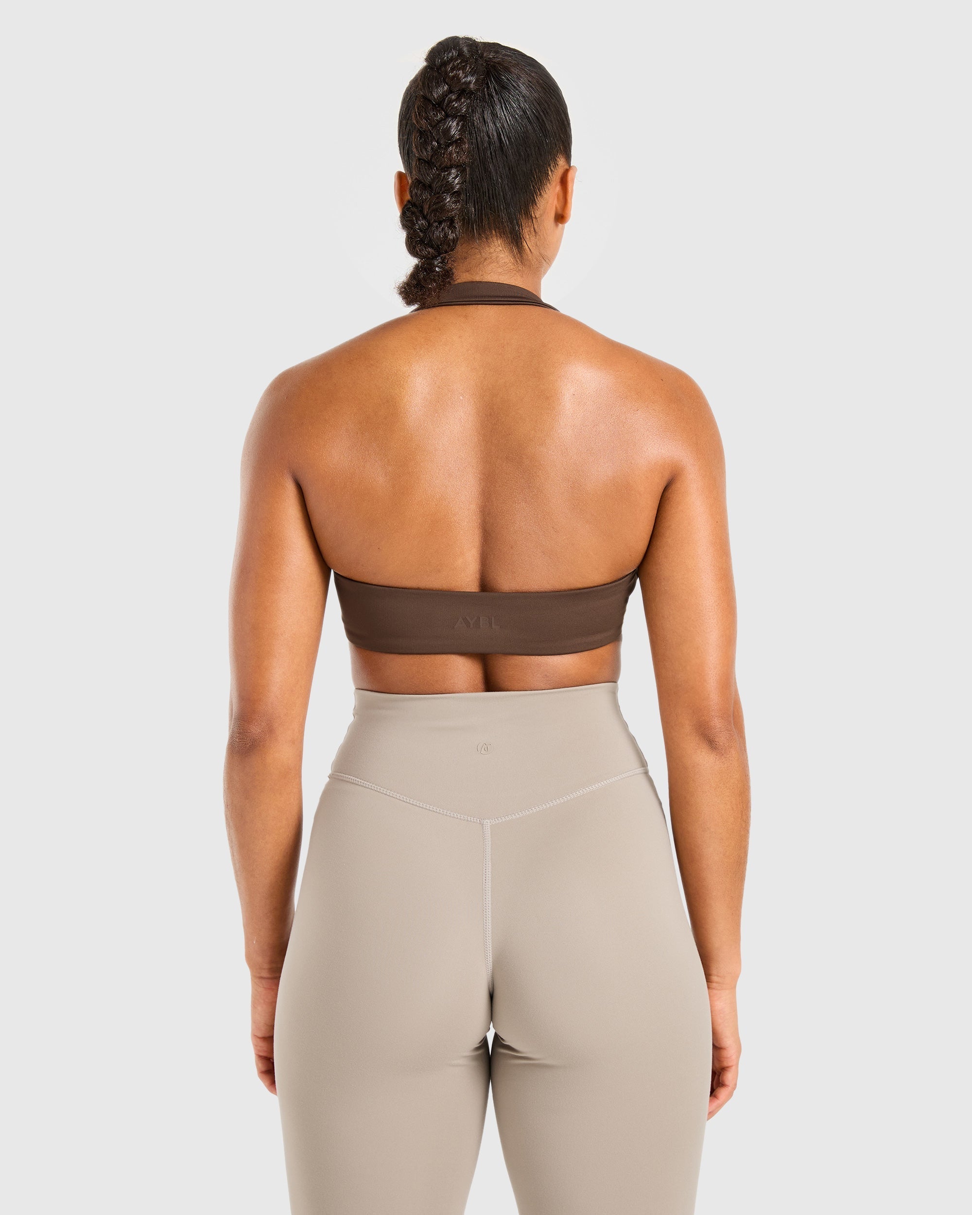 Sports Bra a Spalline Essenziale - Cacao Scuro