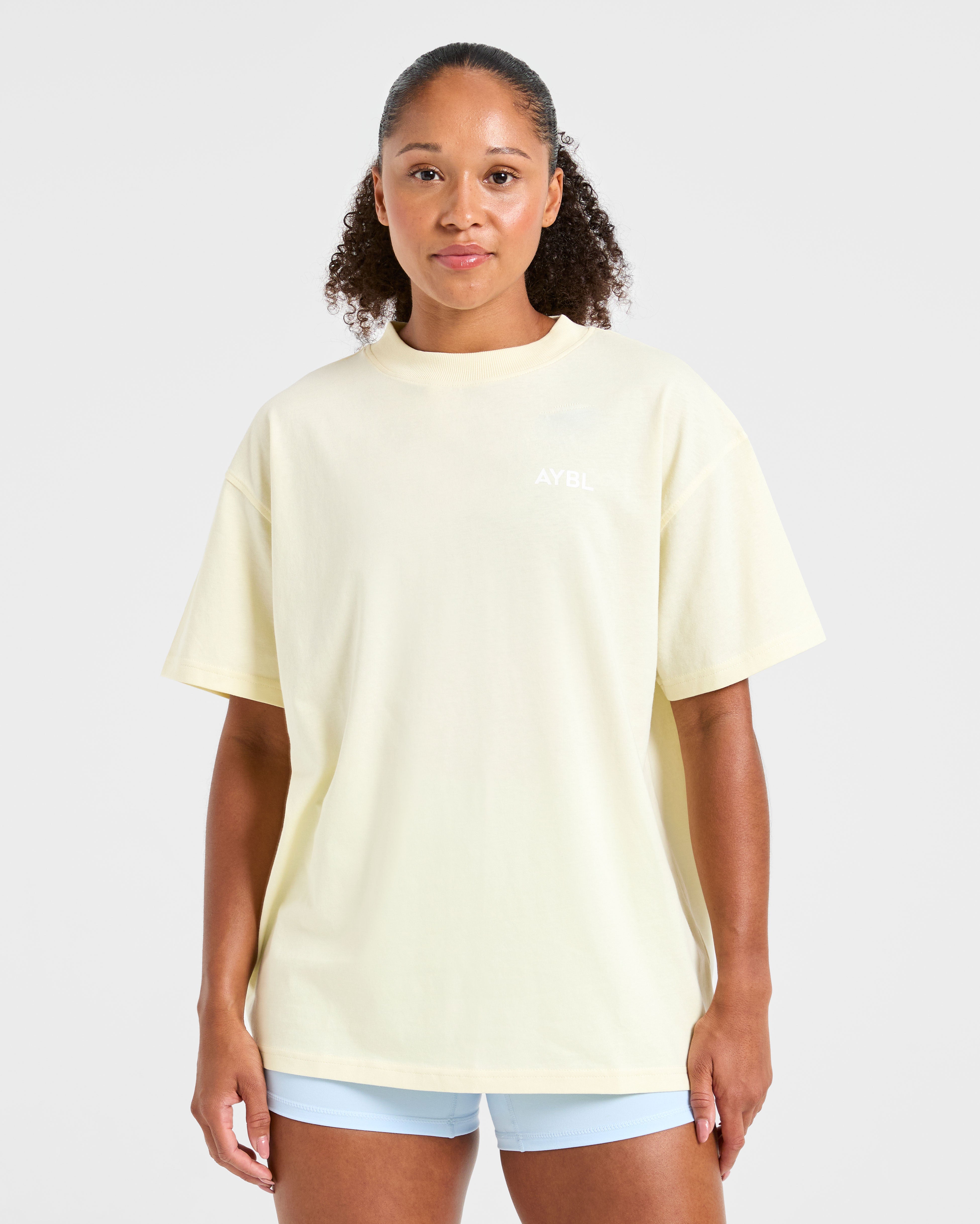 T-shirt Oversized con Stampa Graphic - Giallo Limone