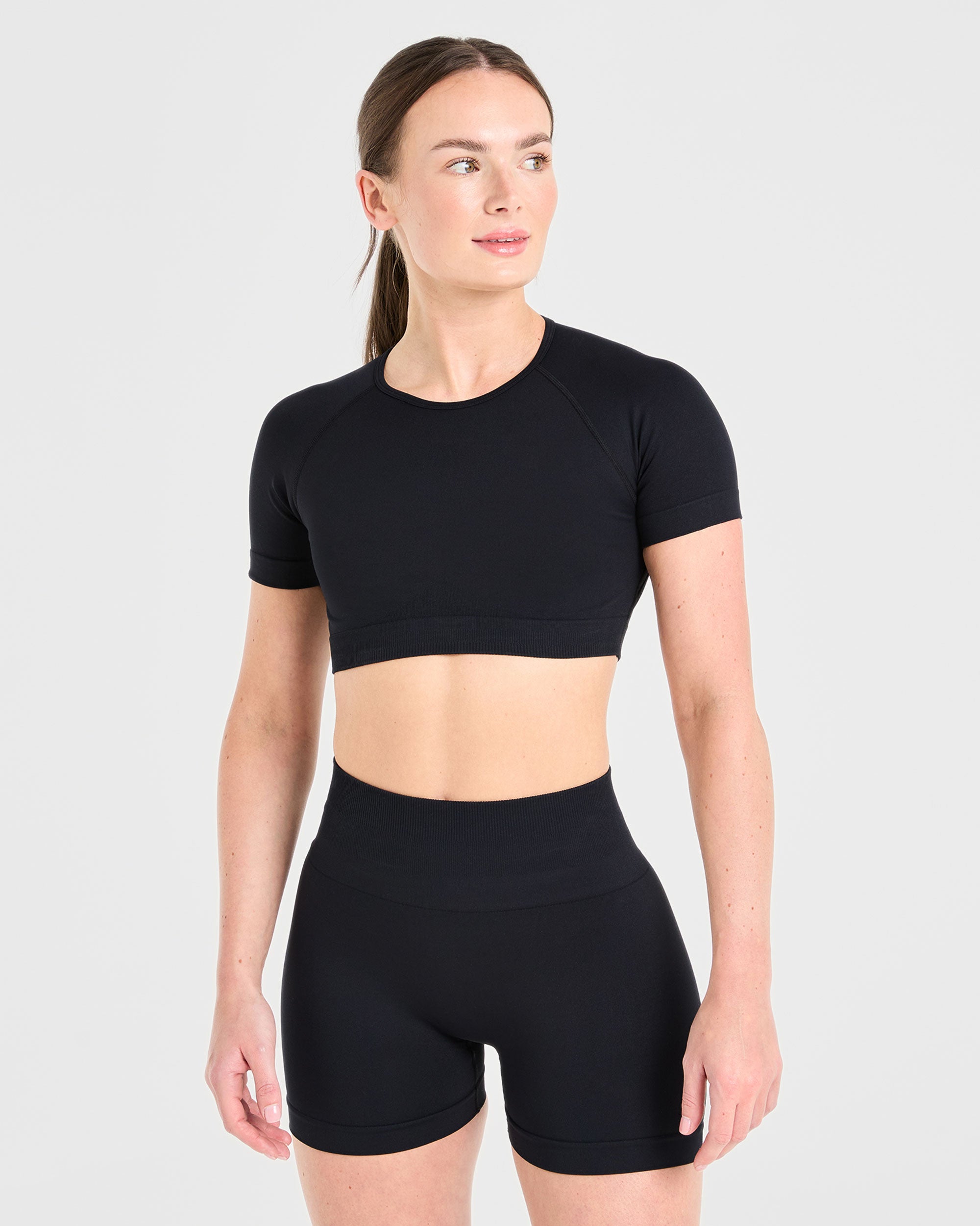 Crop Top Senza Cuciture Power - Nero