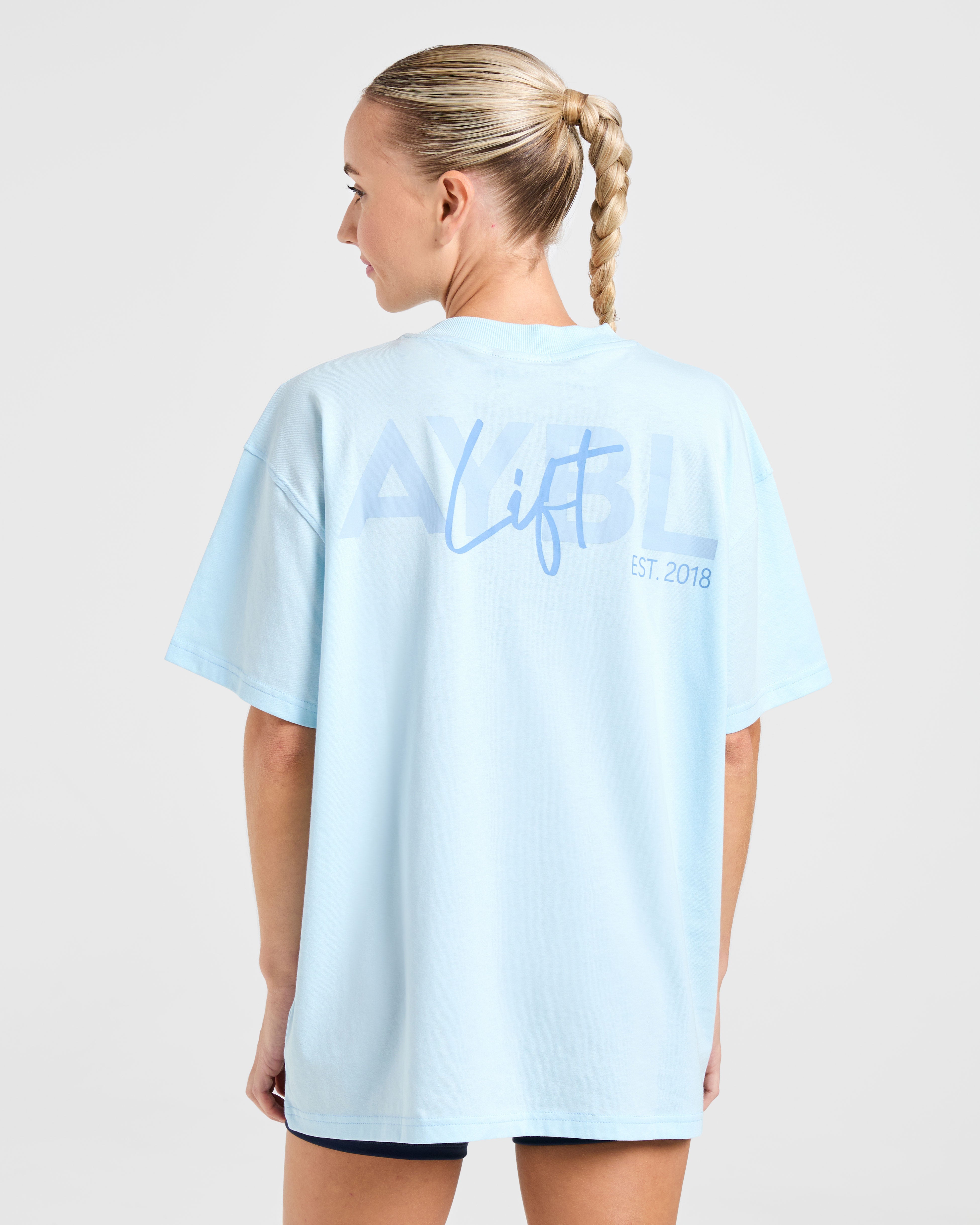T-shirt oversize con grafica Lift - Baby Blue