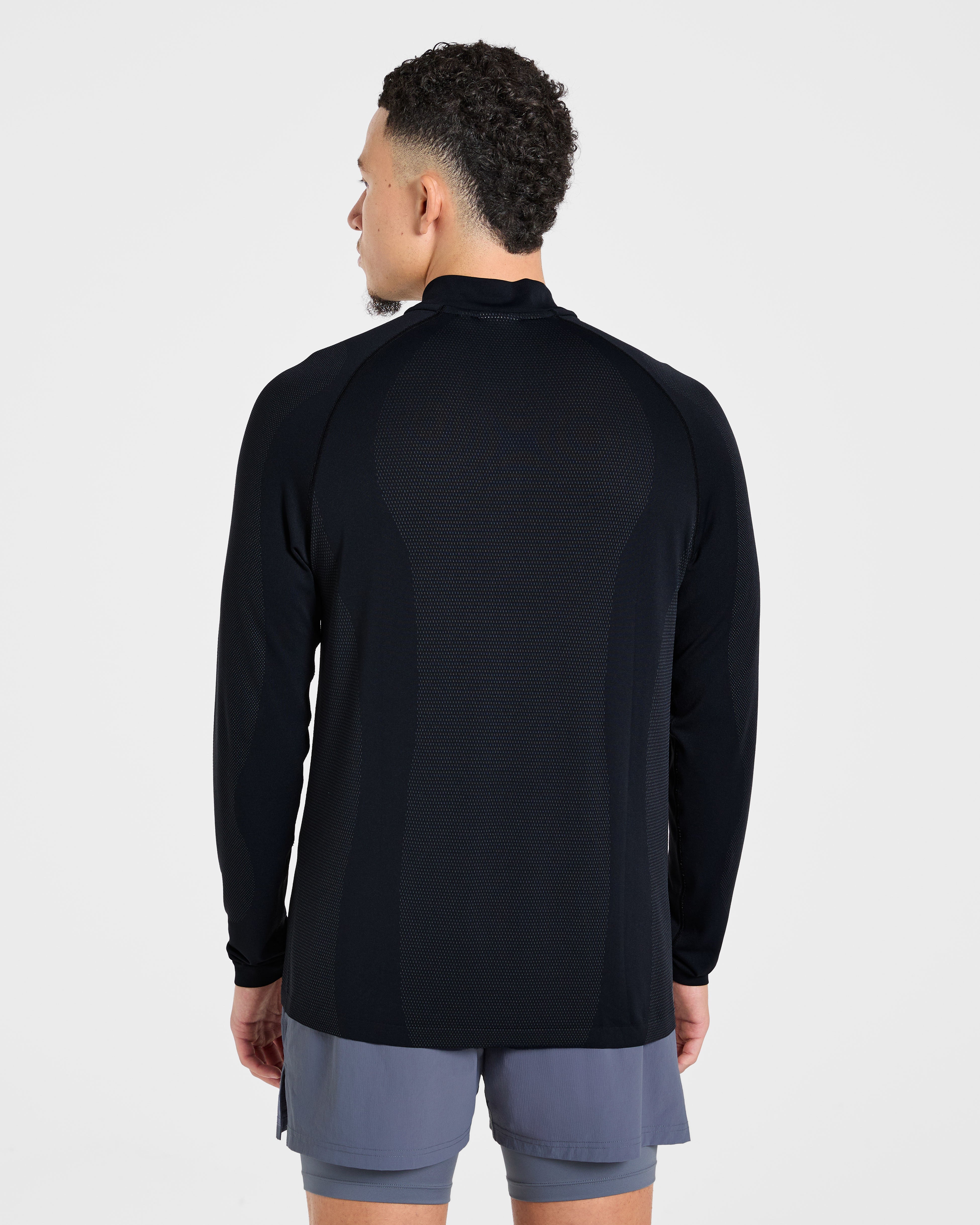Attain Pullover 1/2 Zip Senza Cuciture - Nero