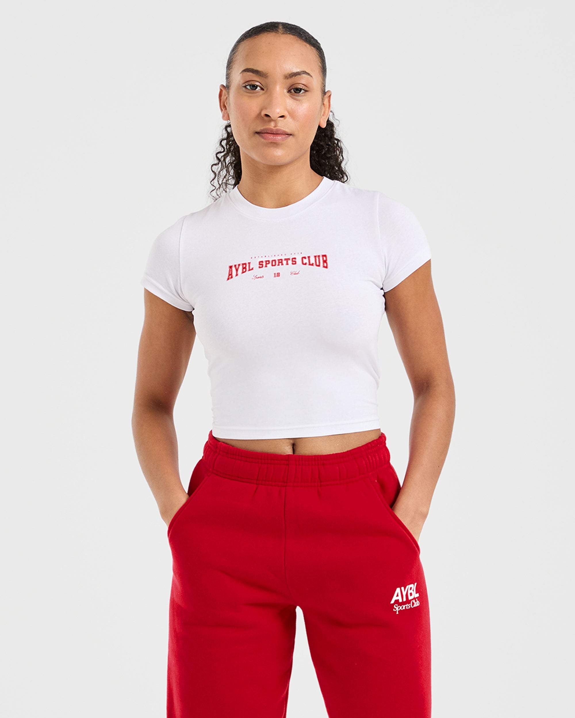 T-shirt Baby Varsity Sports Club - Bianco/Rosso