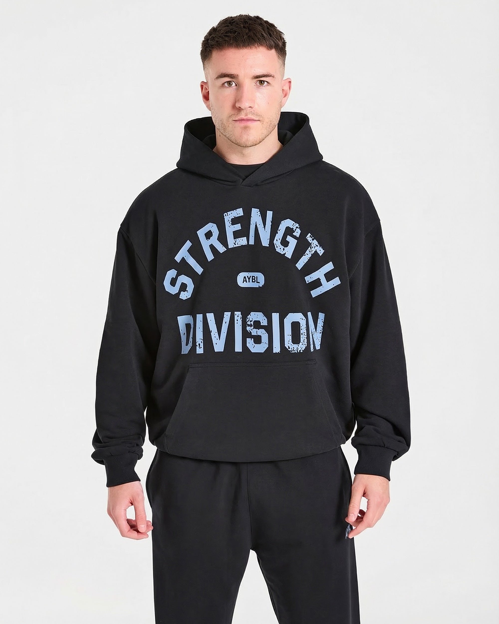 Felpe Oversized Strength Division - Nero/Blu