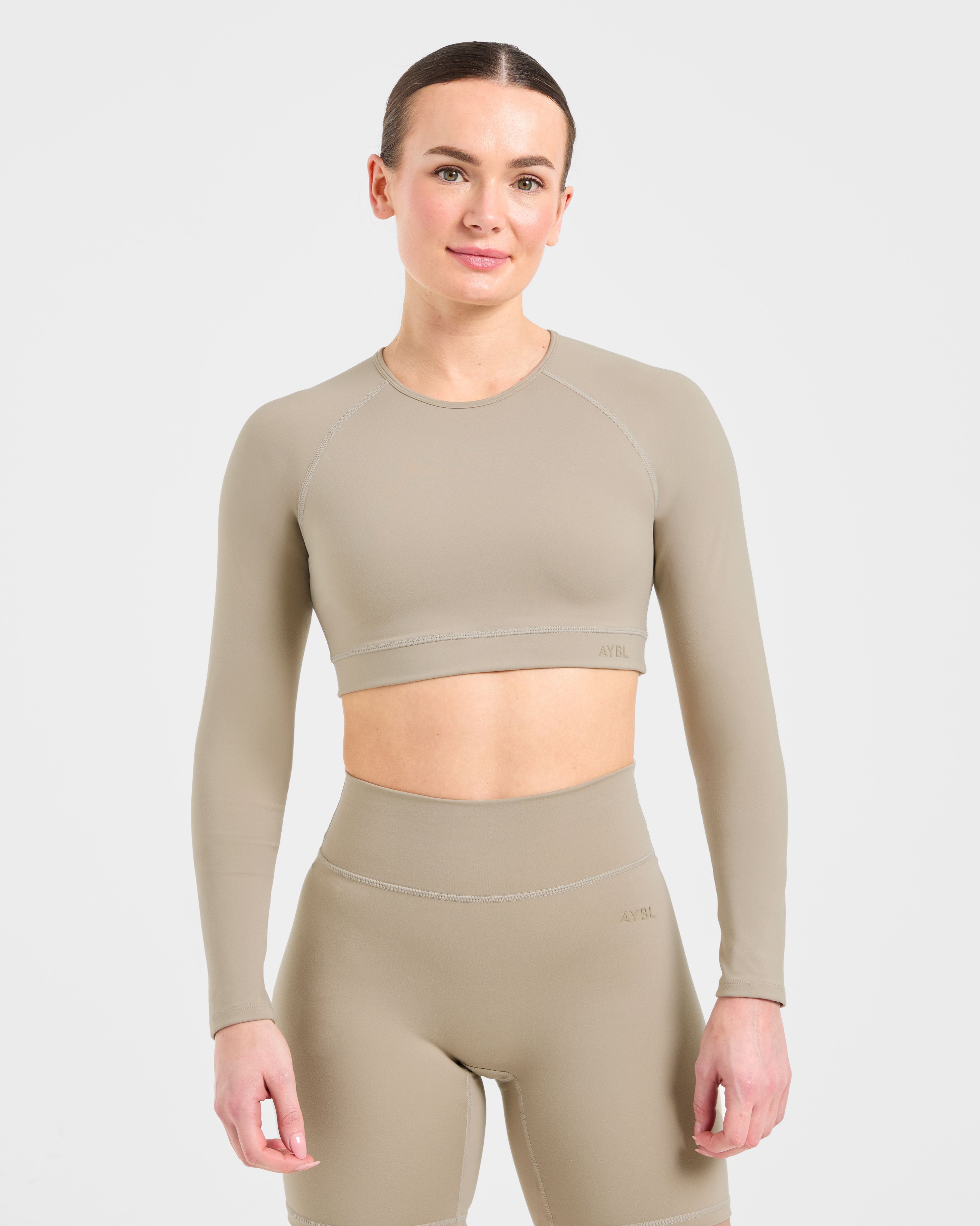 Top Corto a Maniche Lunghe - Taupe Mute