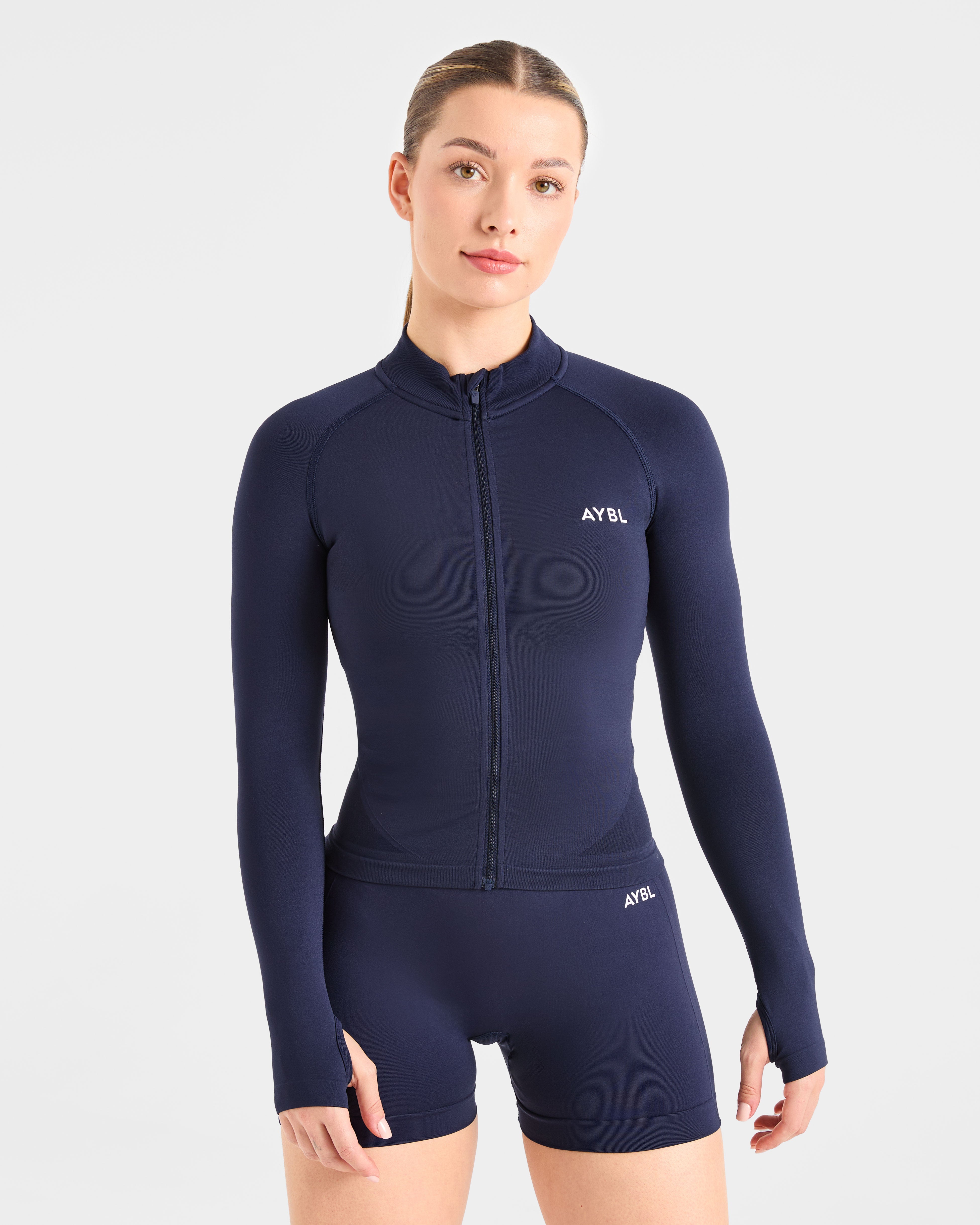 Giubbotto Full Zip Senza Cuciture Empower – Navy Giubbotto Full Zip Senza Cuciture Empower - Navy