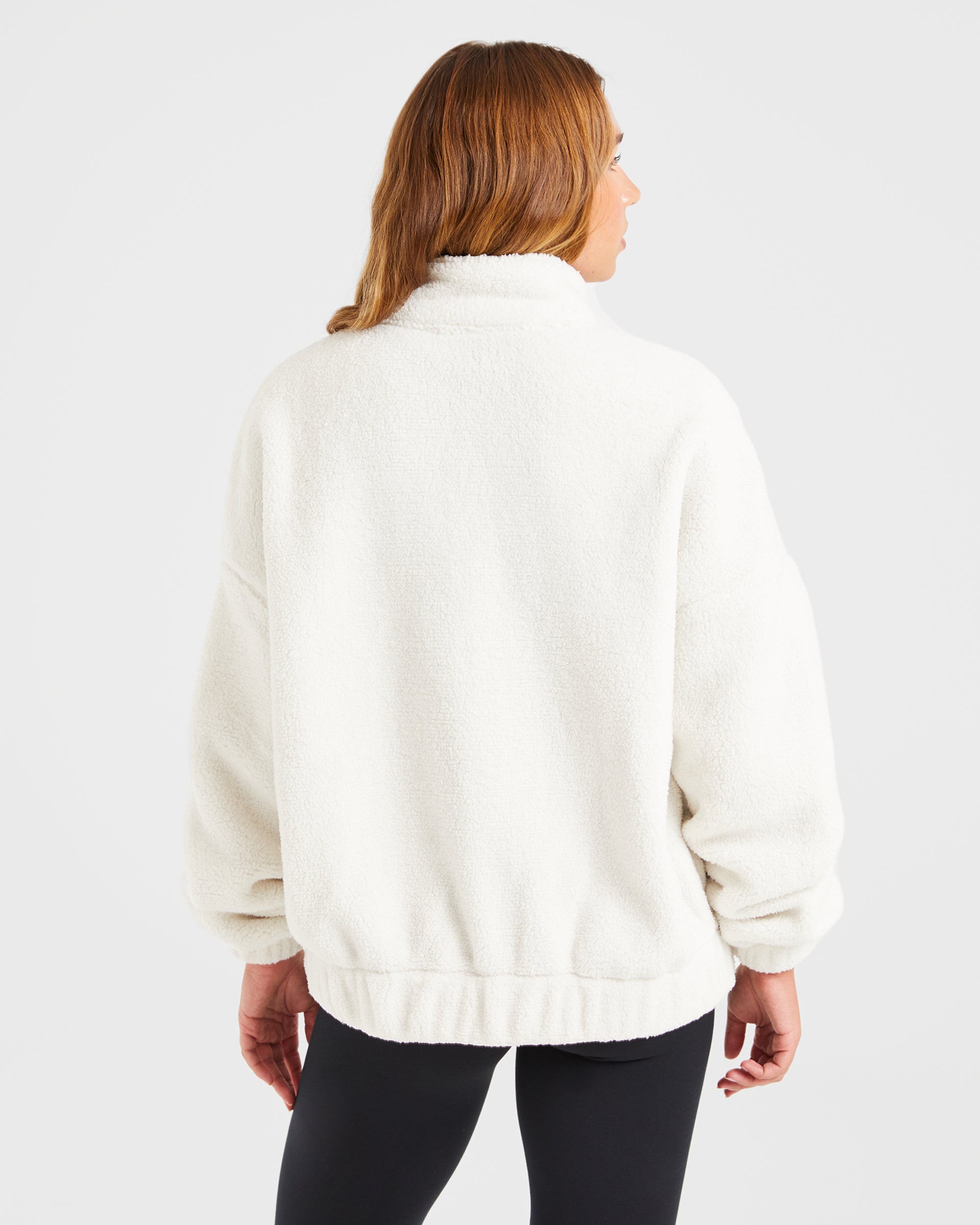 Giubbotto Felpato Oversized con Cerniera - Crema