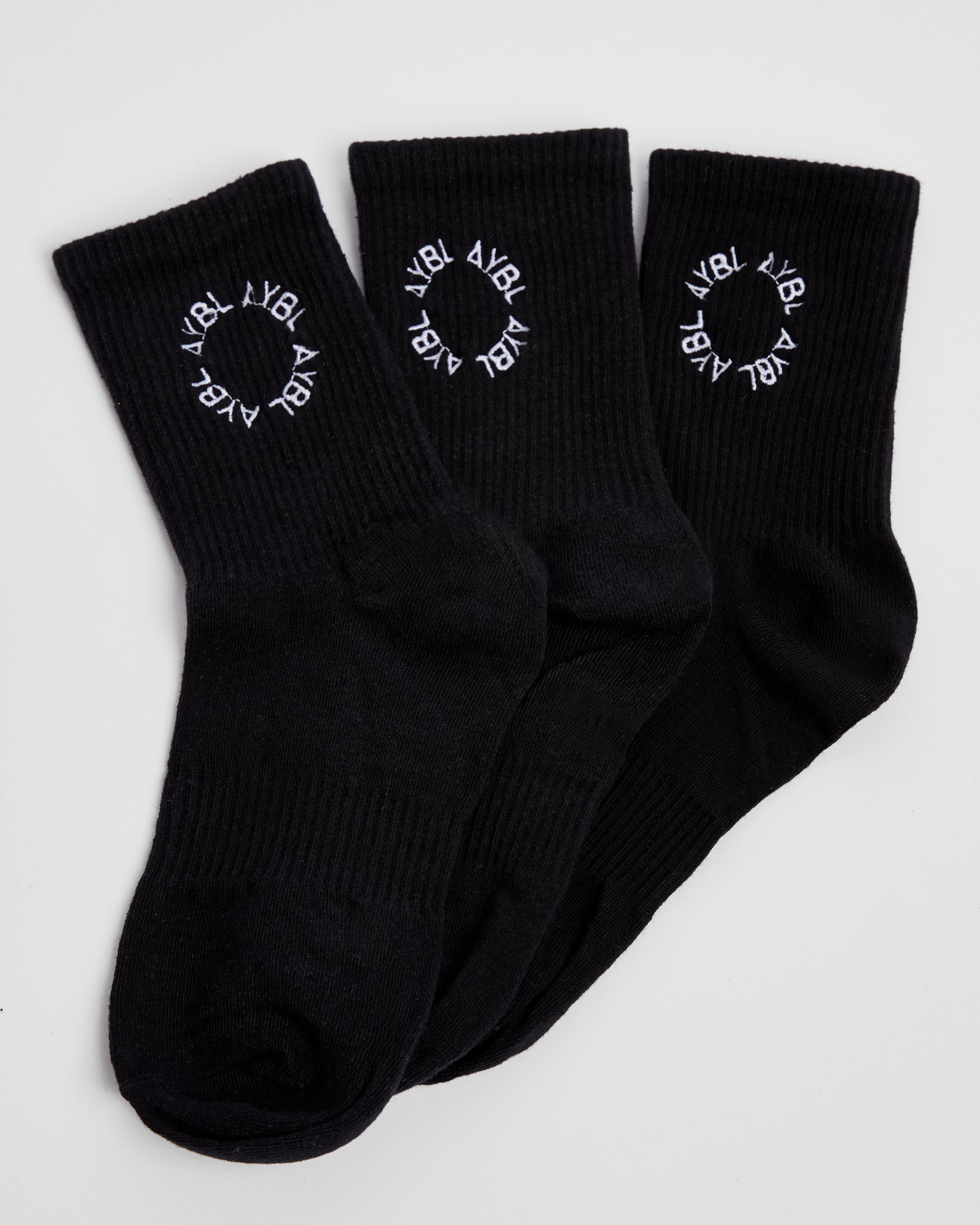 Calze a Coste Embrodate Everyday (3 Pezzi) - Nero