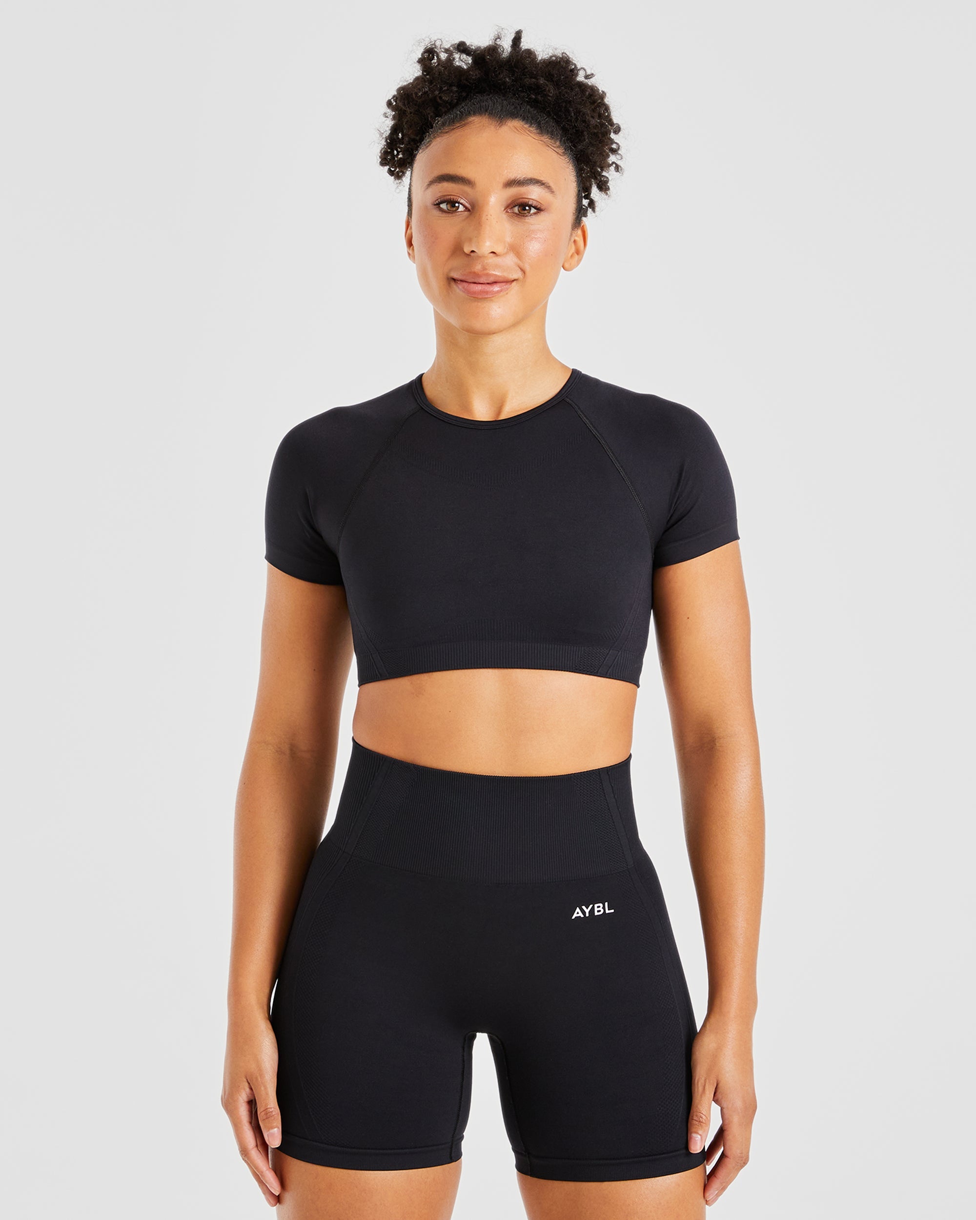 Crop Top Senza Cuciture Balance V3 - Nero