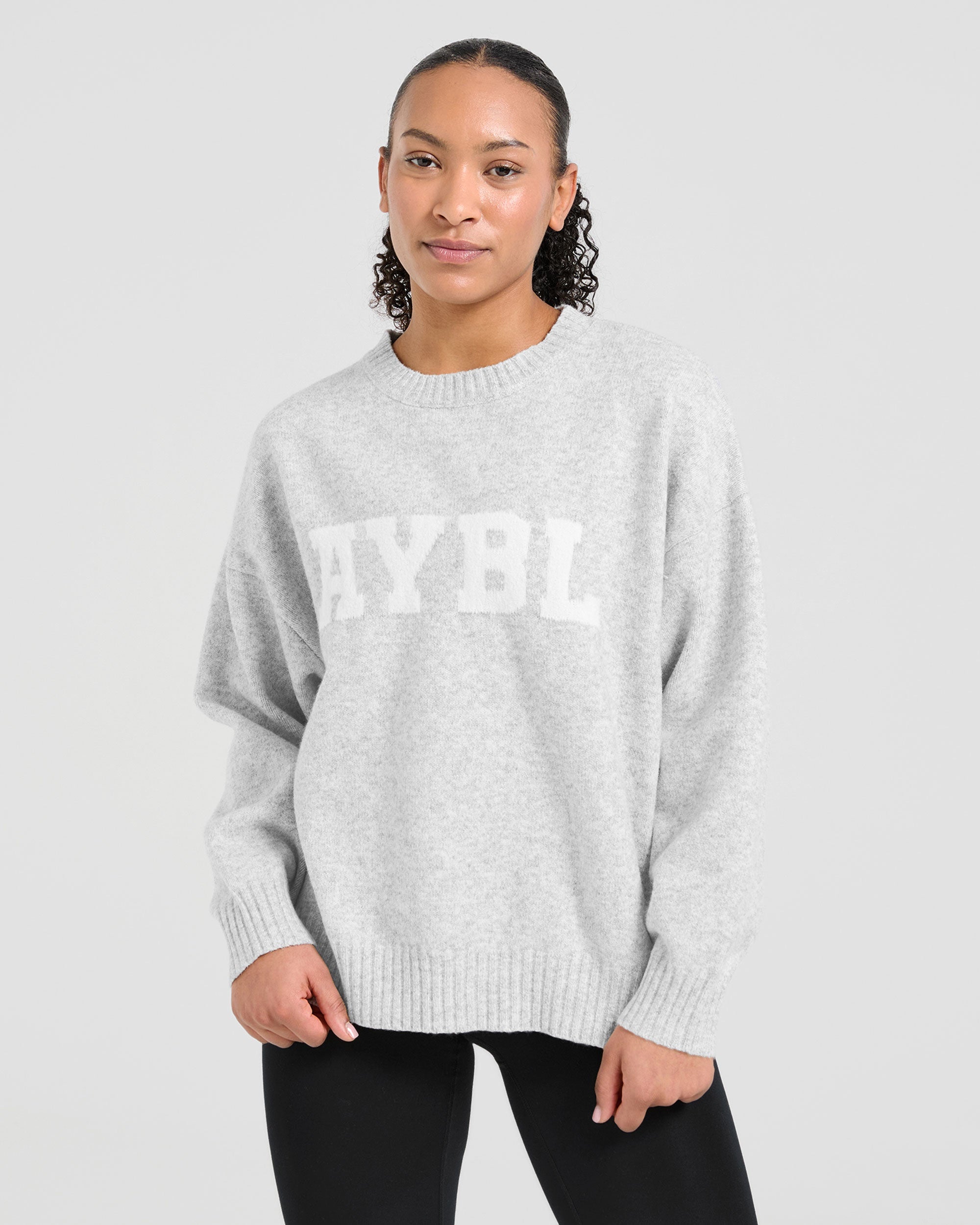 Maglione Lavorato Oversized Varsity - Grigio Marl