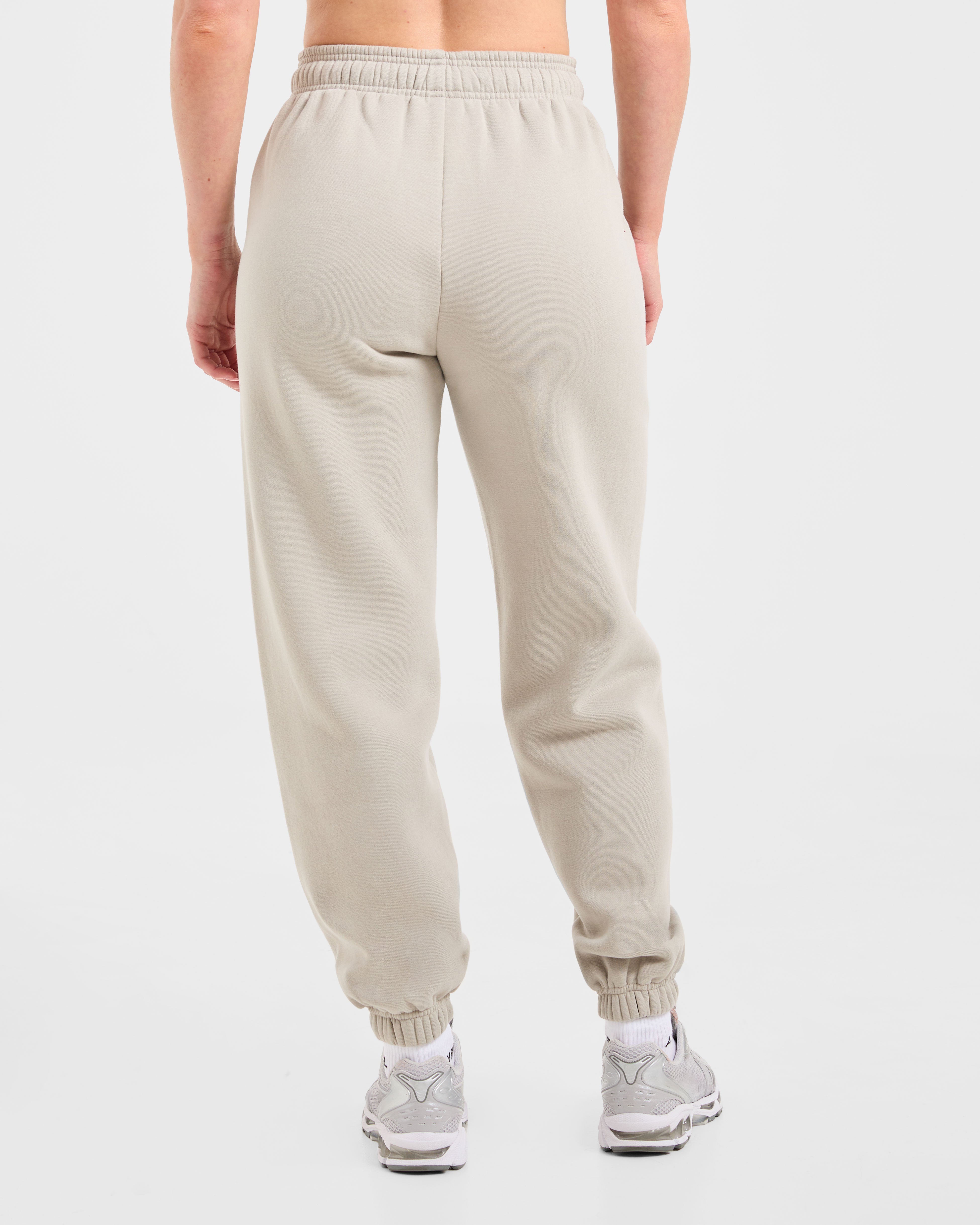 Pantaloni Jogger Oversized con Ricamo Retro - Grigio Taupe