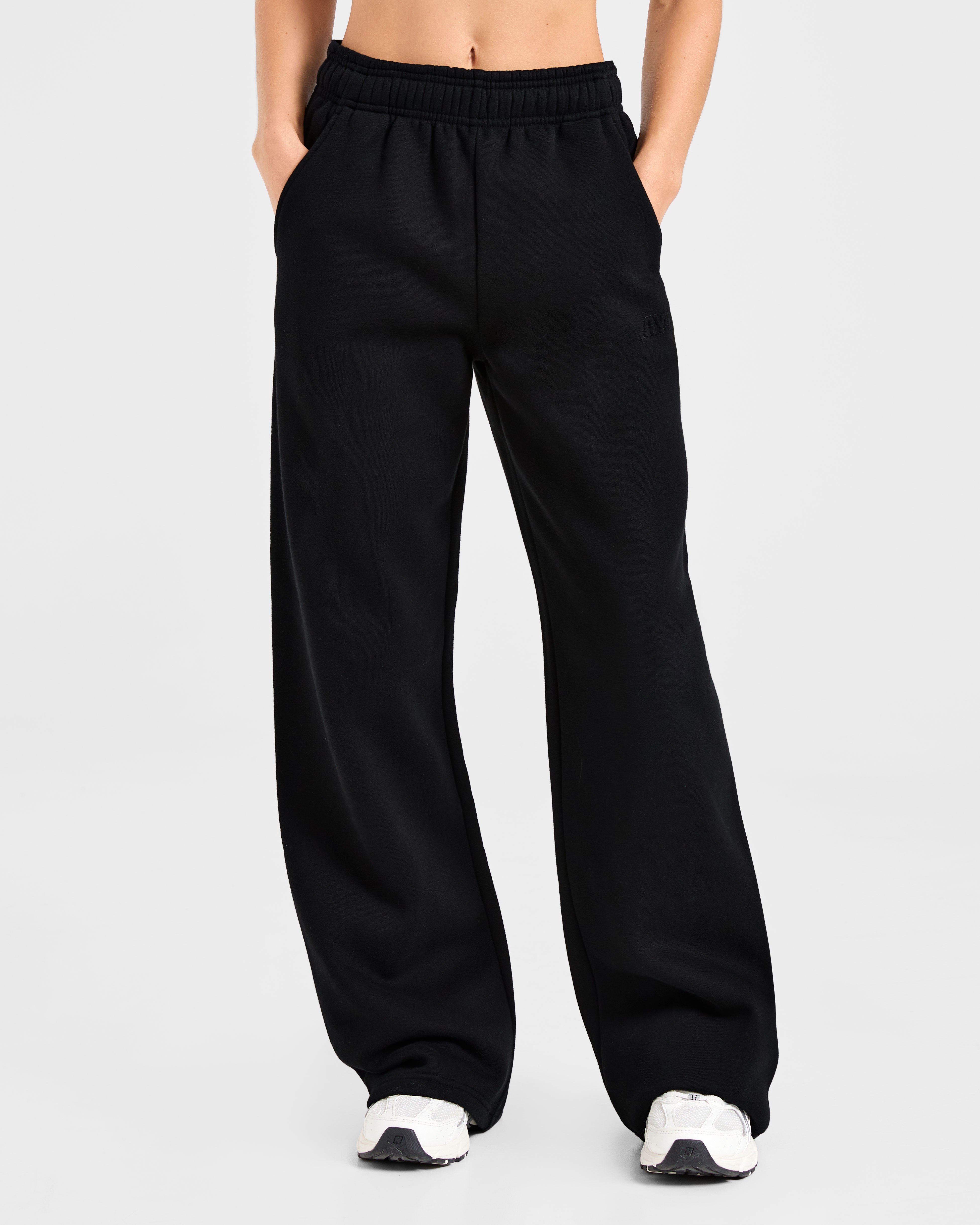 Pantaloncini Larghi in Felpa Classici con Gamba Dritta - Nero