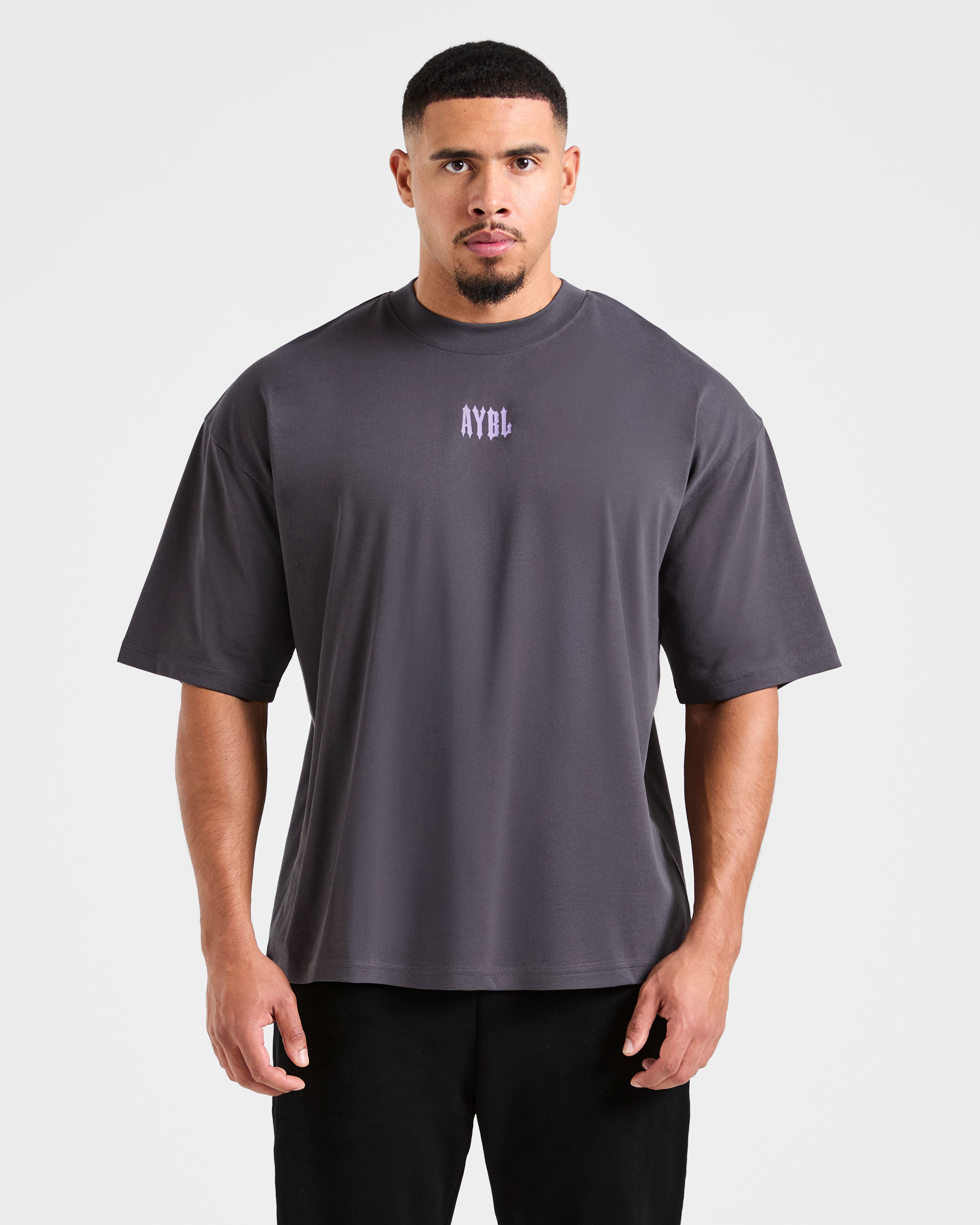 T-shirt Oversized Hunt Your Goals - Grigio Scuro