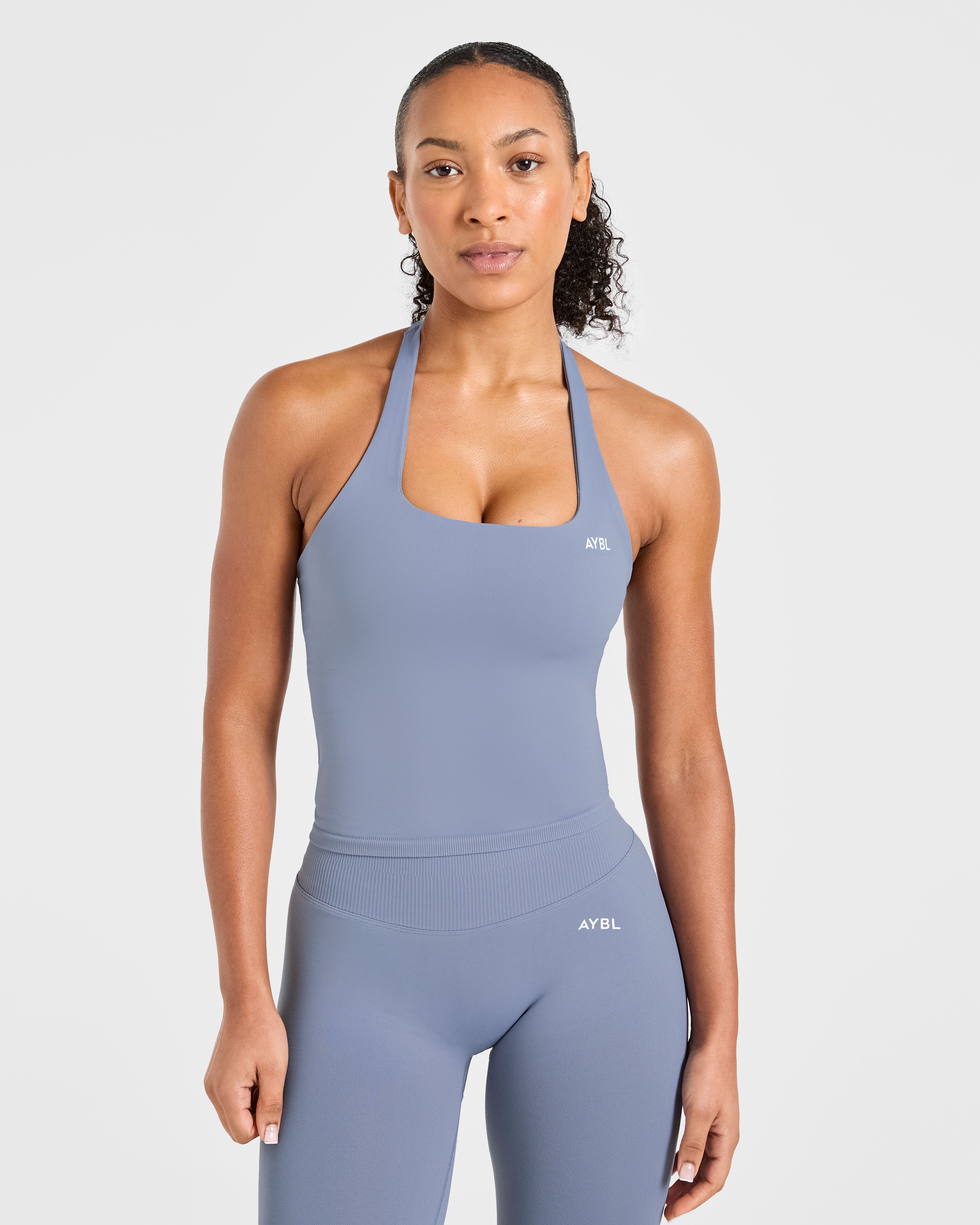 Aumenta il tuo look con il top senza cuciture a spalline - Blu Slate