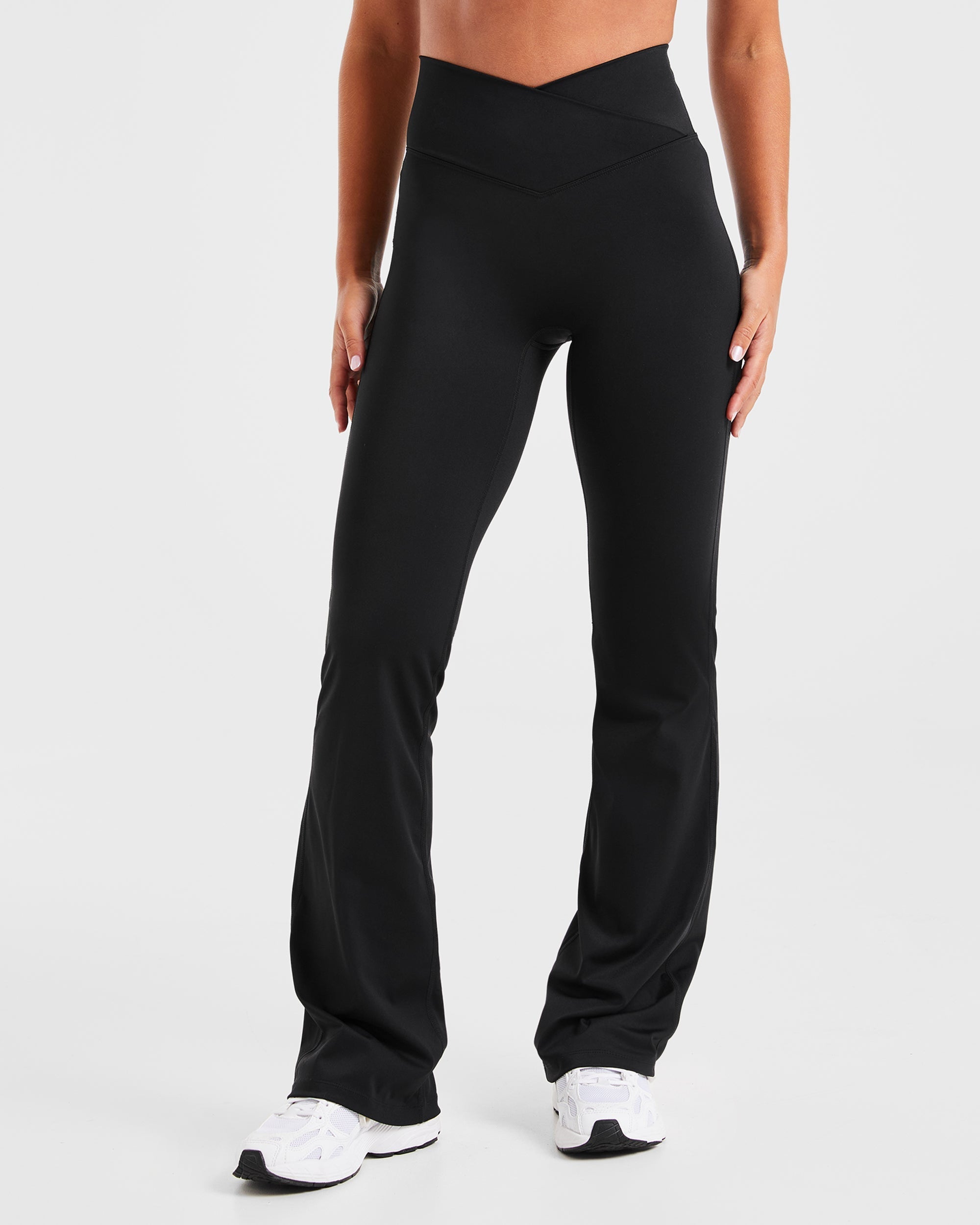 Leggings A Forma Scultura con Gambe Larghe - Nero