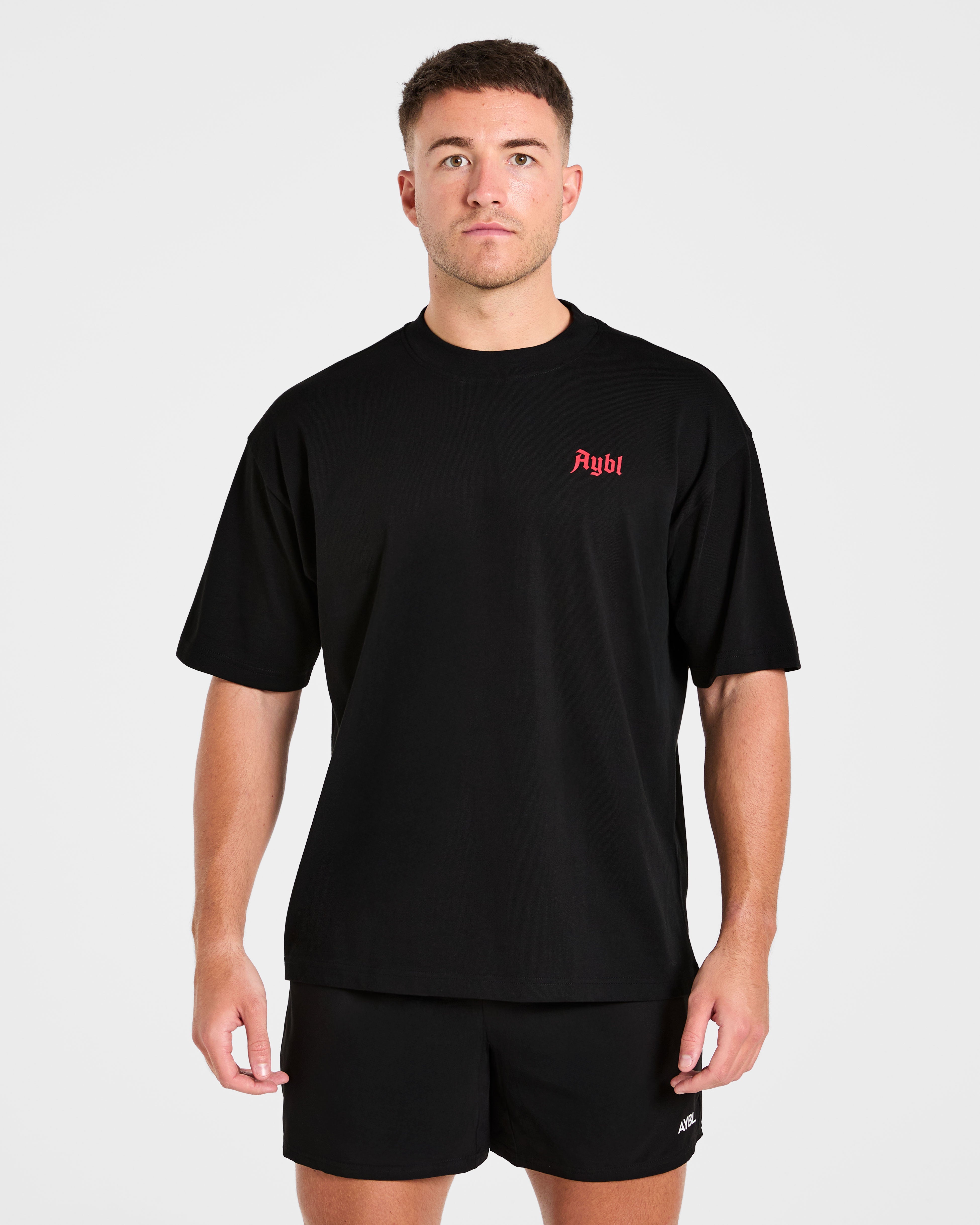 T-shirt Oversized per sollevatori - Nero/Rosso