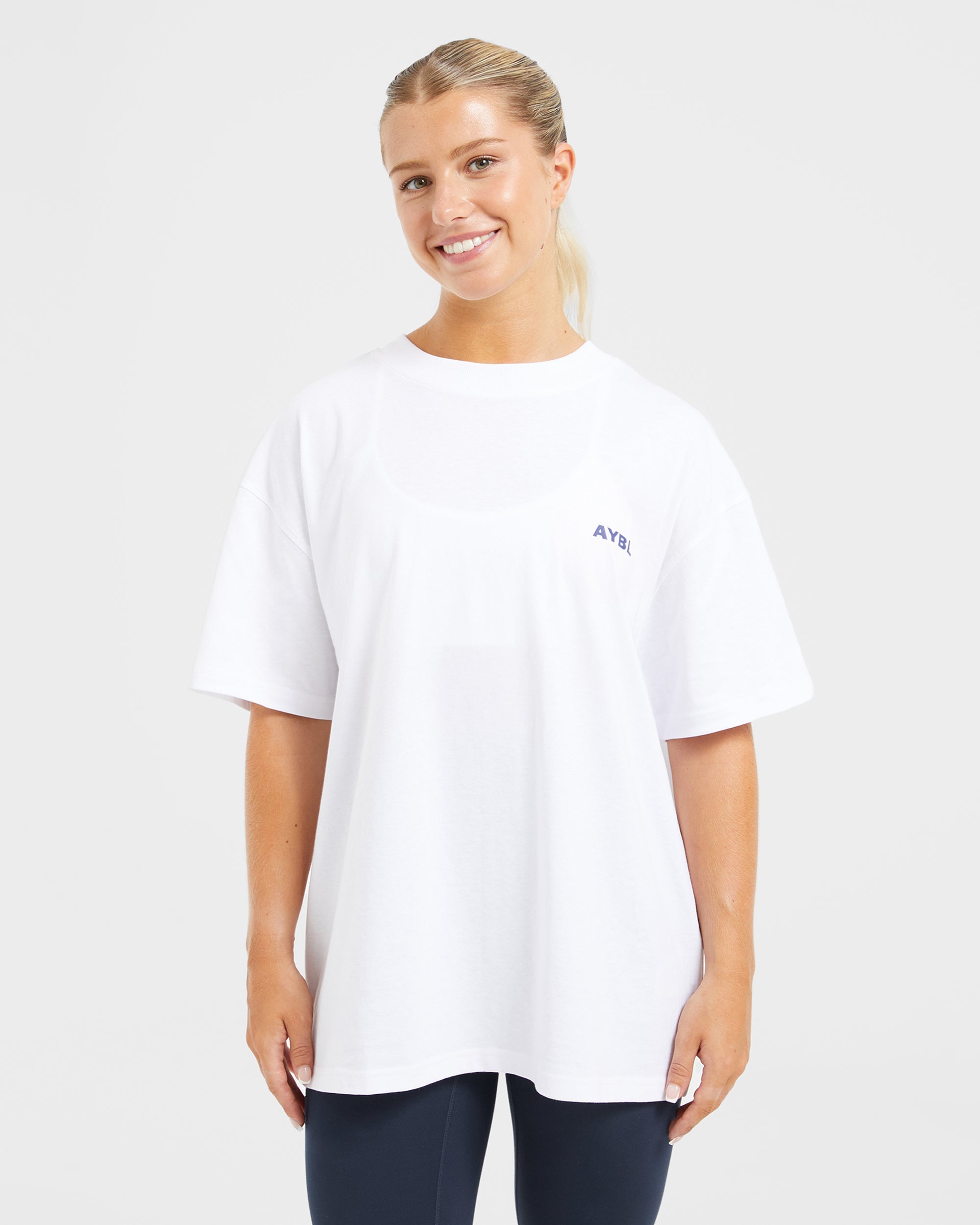 AYBL Lift Italic T-Shirt Oversized - Bianco/Azzurro