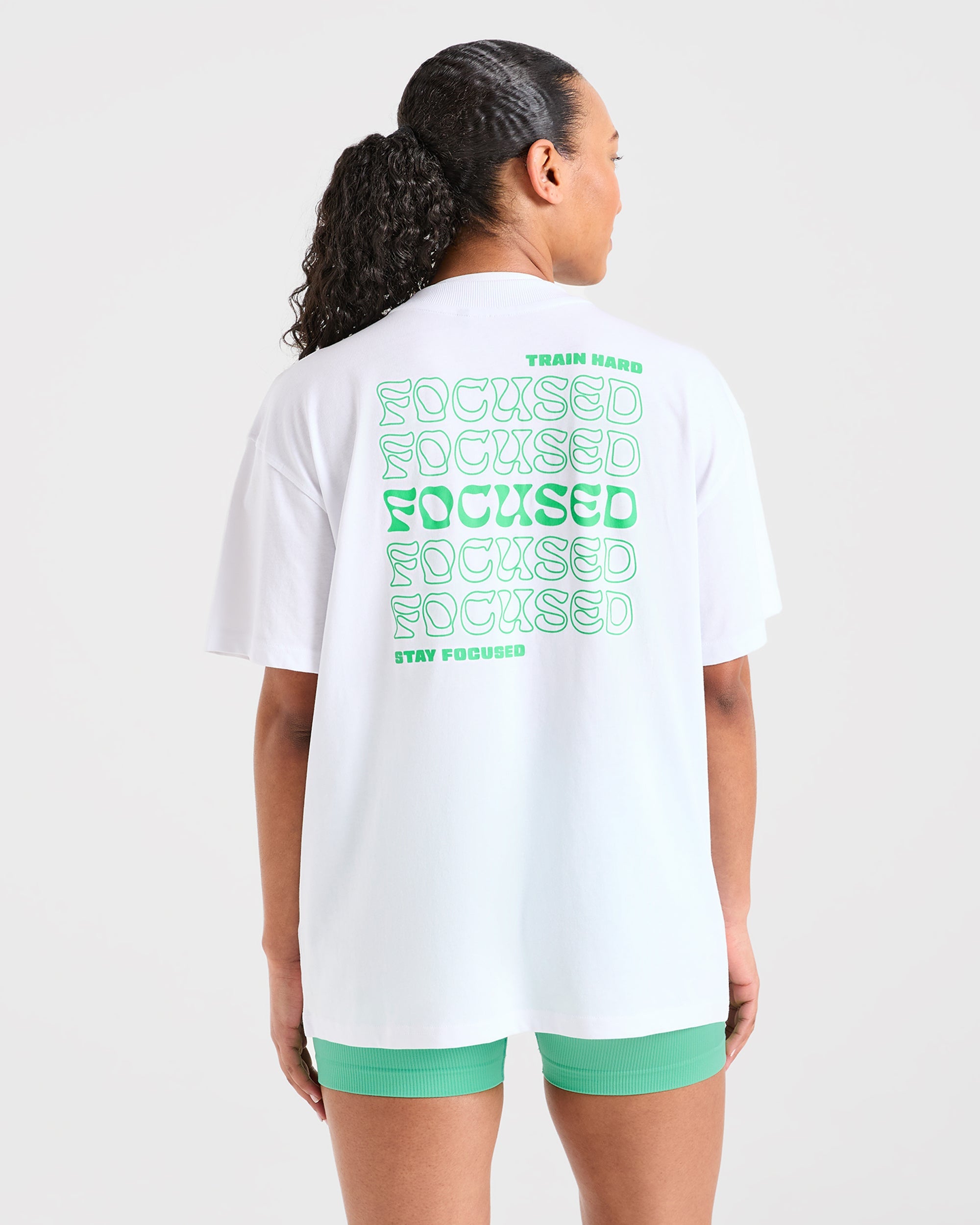 T-shirt oversize con effetto ondulato focalizzato - Bianco/Verde