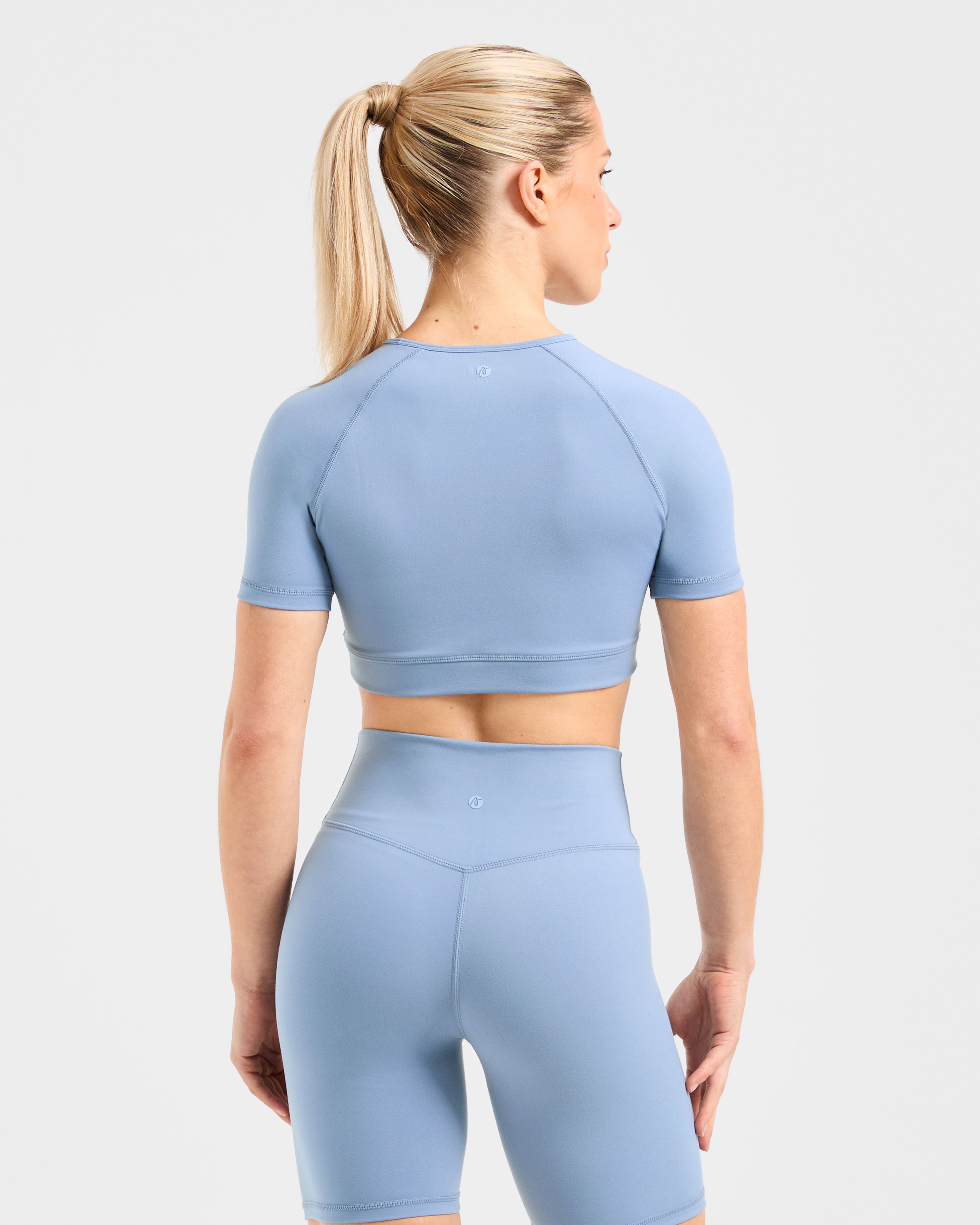 Crop Top Fondamentale - Blu Grigio