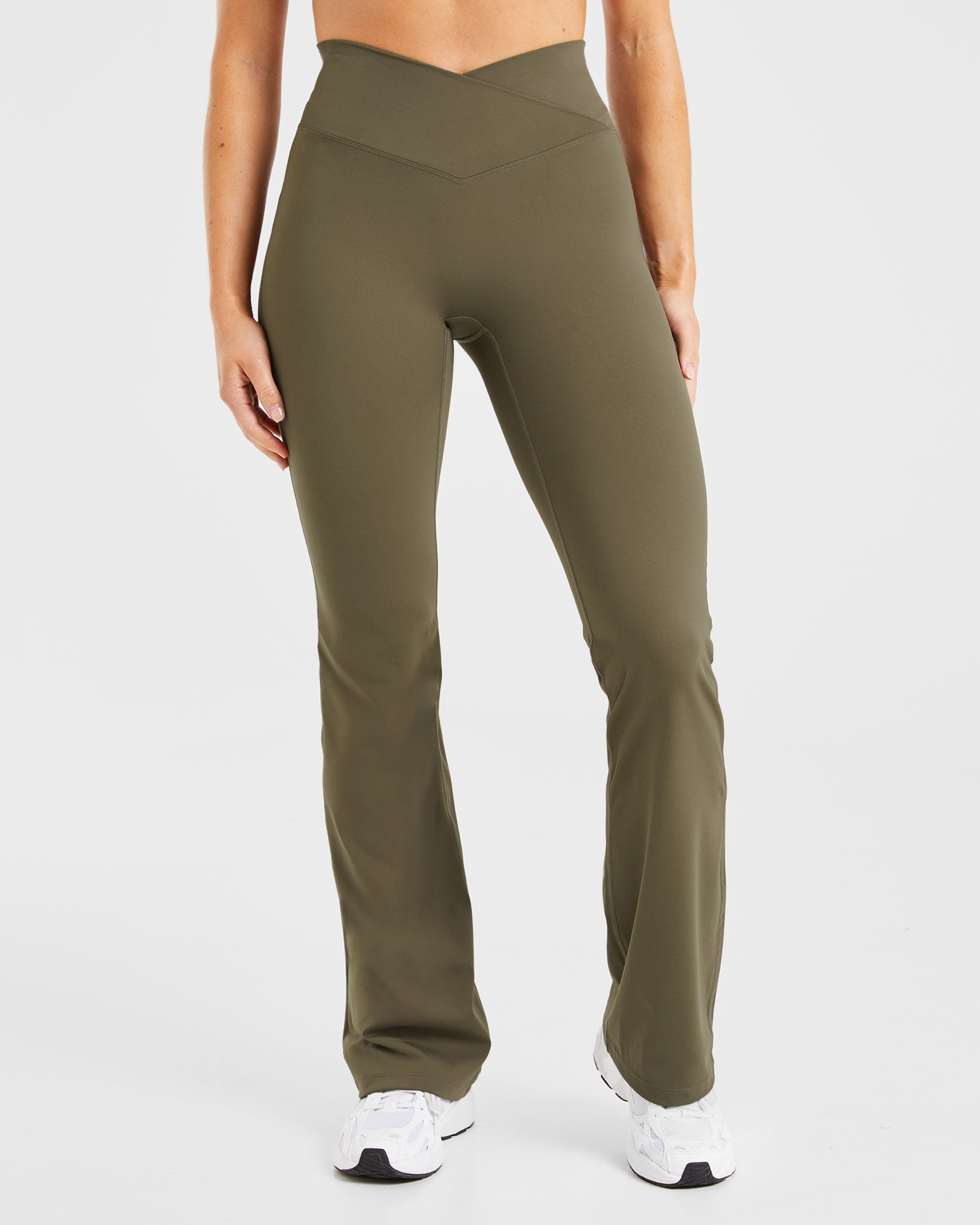 Leggings A Forma Scultura con Fondo A Spina - Khaki Scuro
