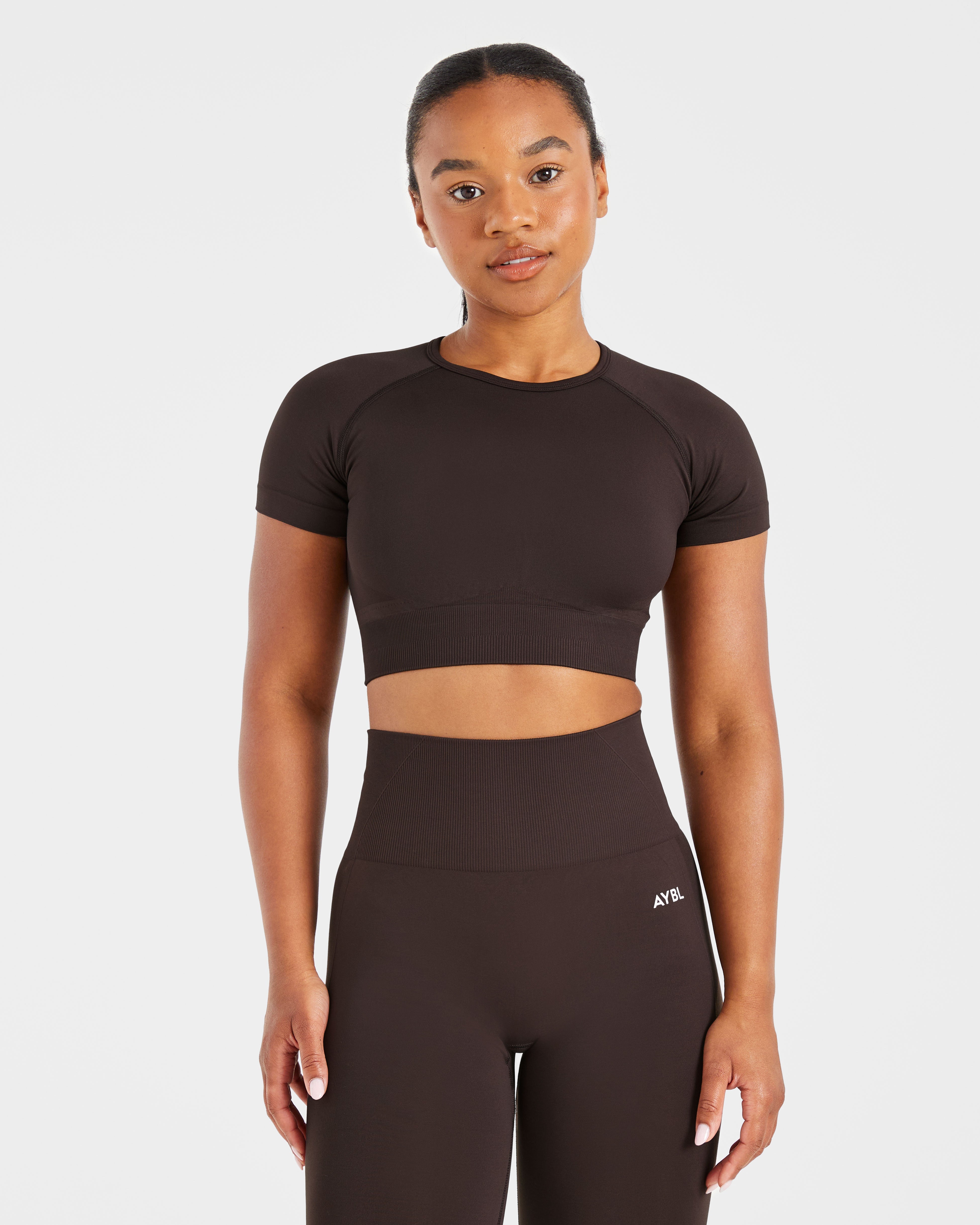 Crop Top Senza Cuciture Empower - Marrone Cioccolato