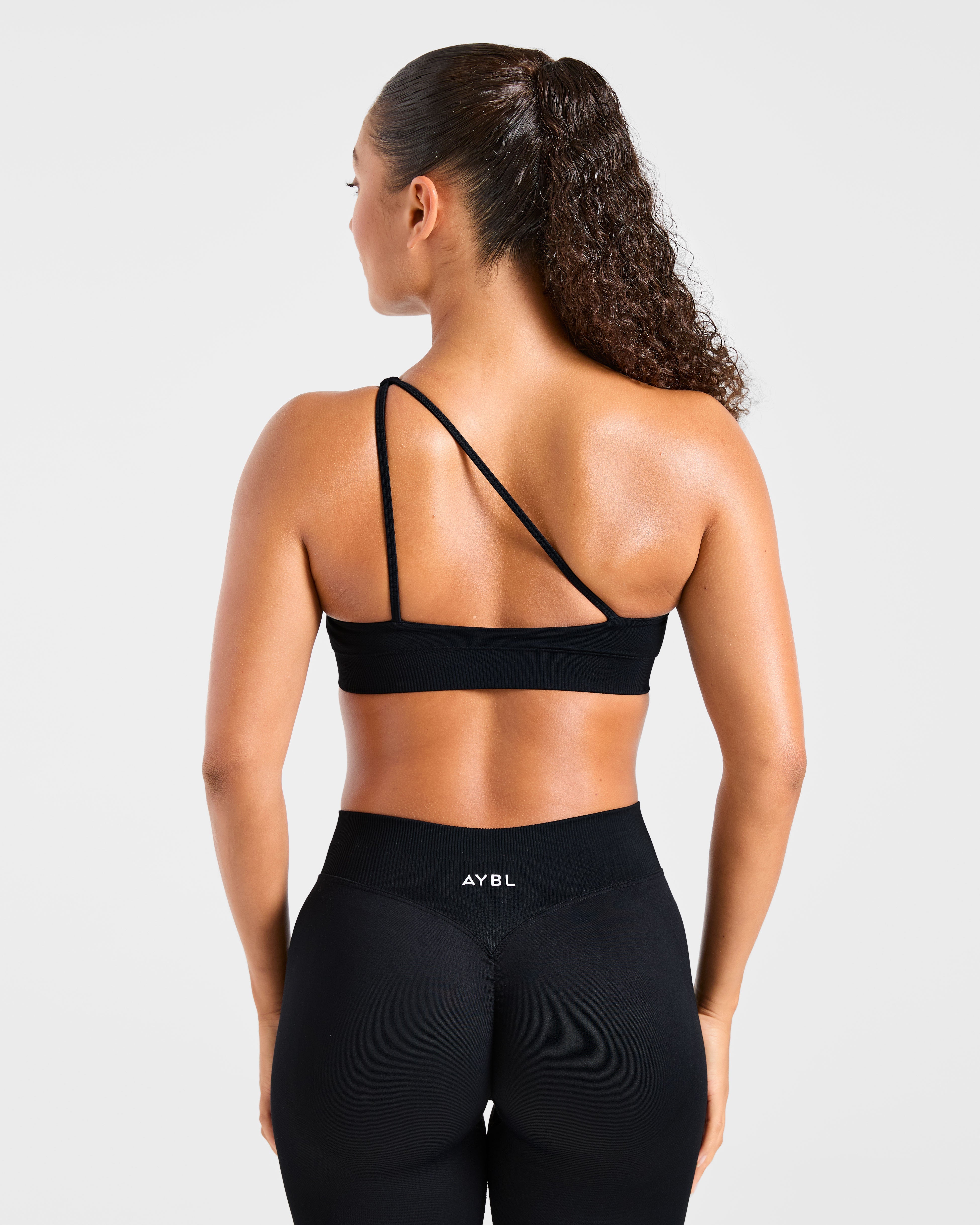 Enhance Sports Bra Senza Cuciture a Una Spalla - Nero