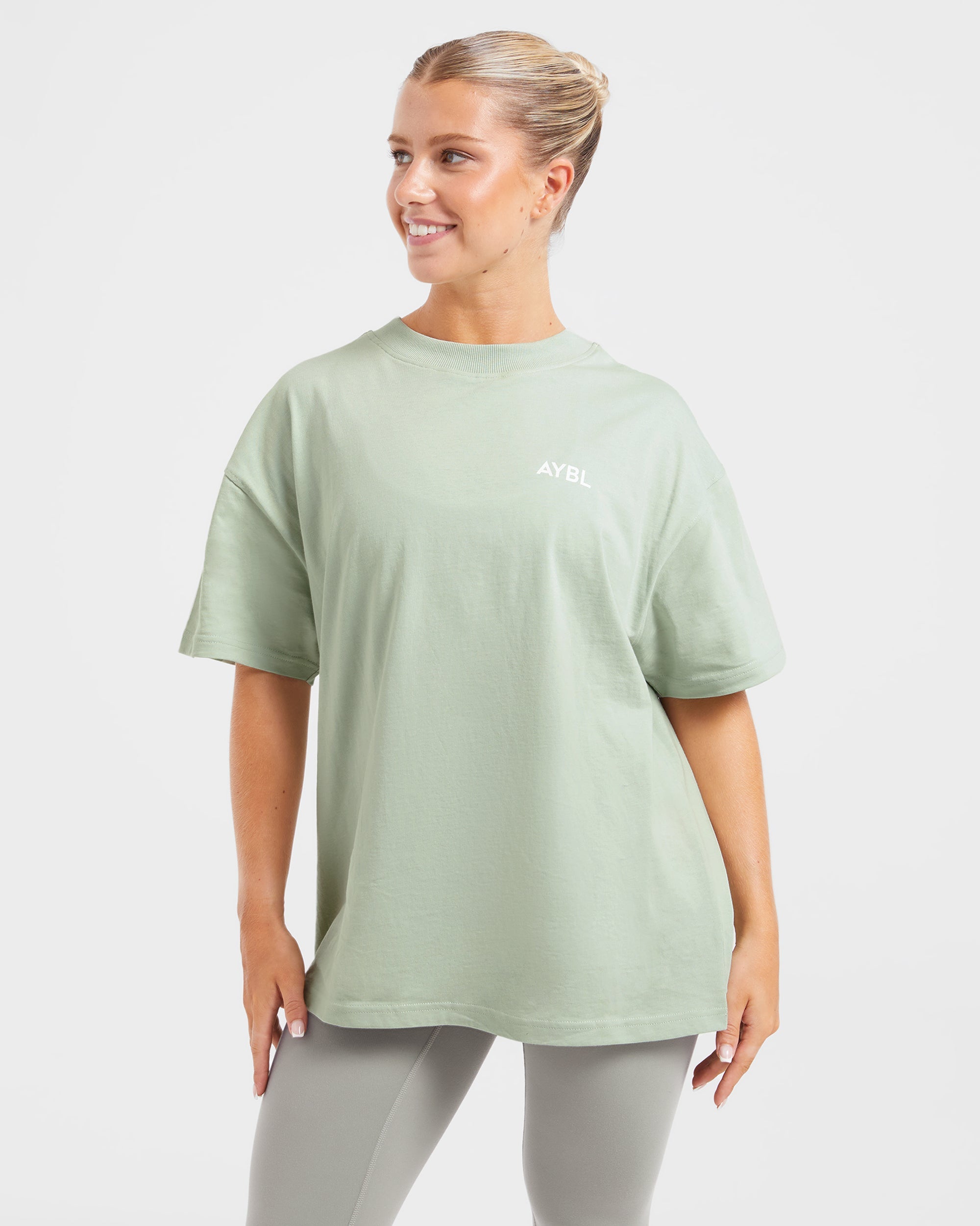 T-shirt Oversized con Stampa Graphic - Sage chiaro