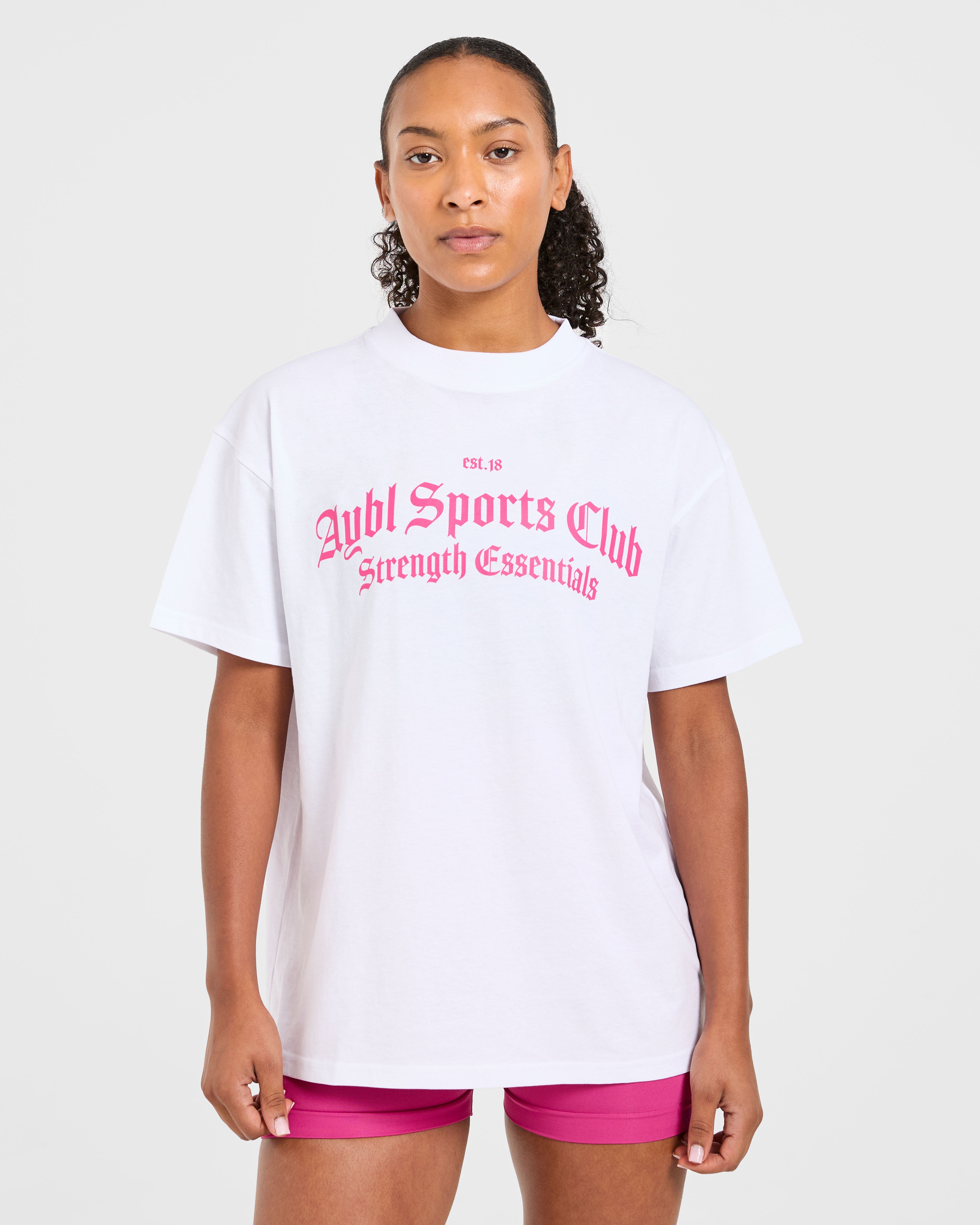 T-shirt Oversized Gothic Sports Club - Bianco/Rosa