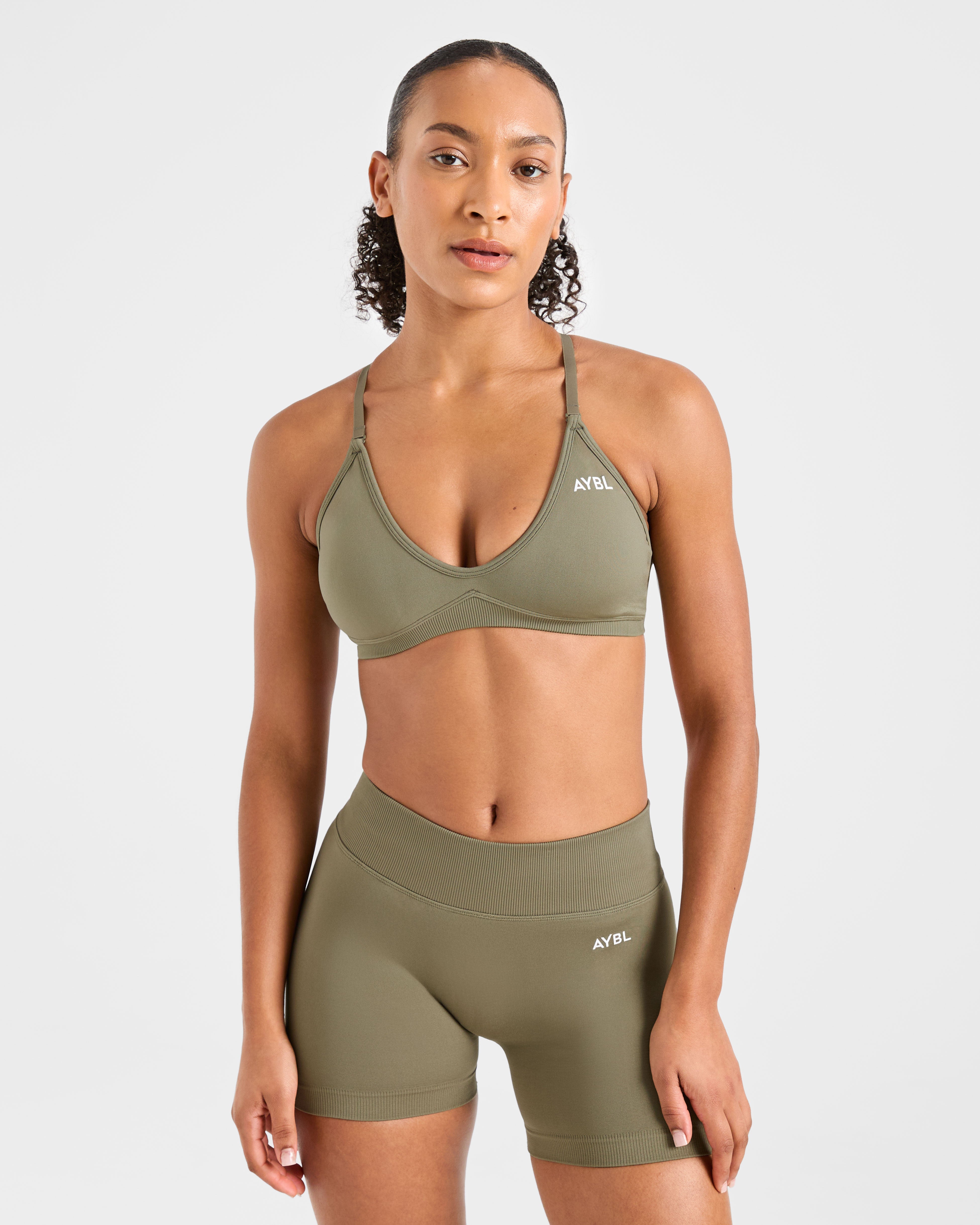 Adapt Sports Bra Senza Saldature con Cinghie - Olive Mute