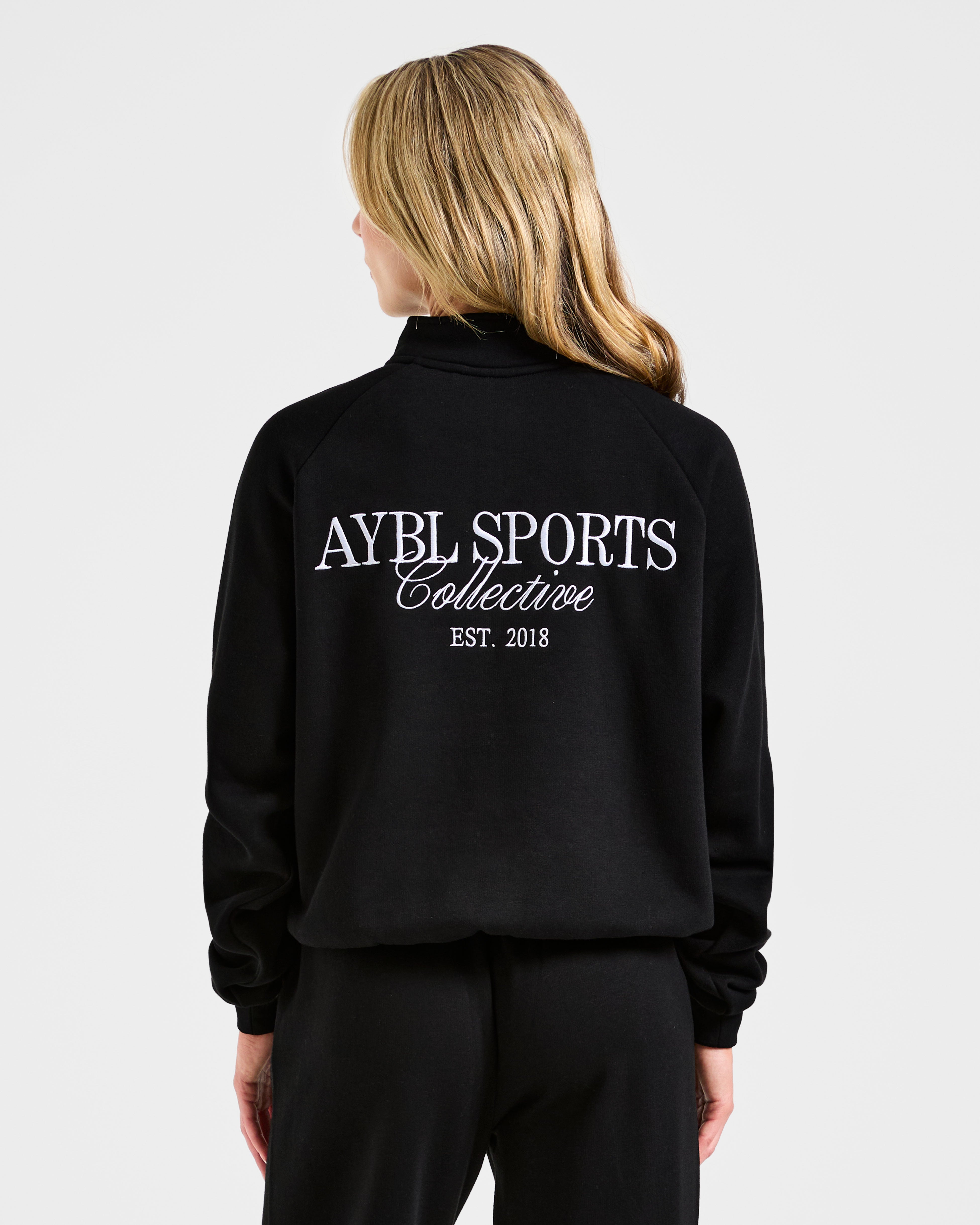 Sports Collective Pullover Oversized con Cerniera 1/4 - Nero