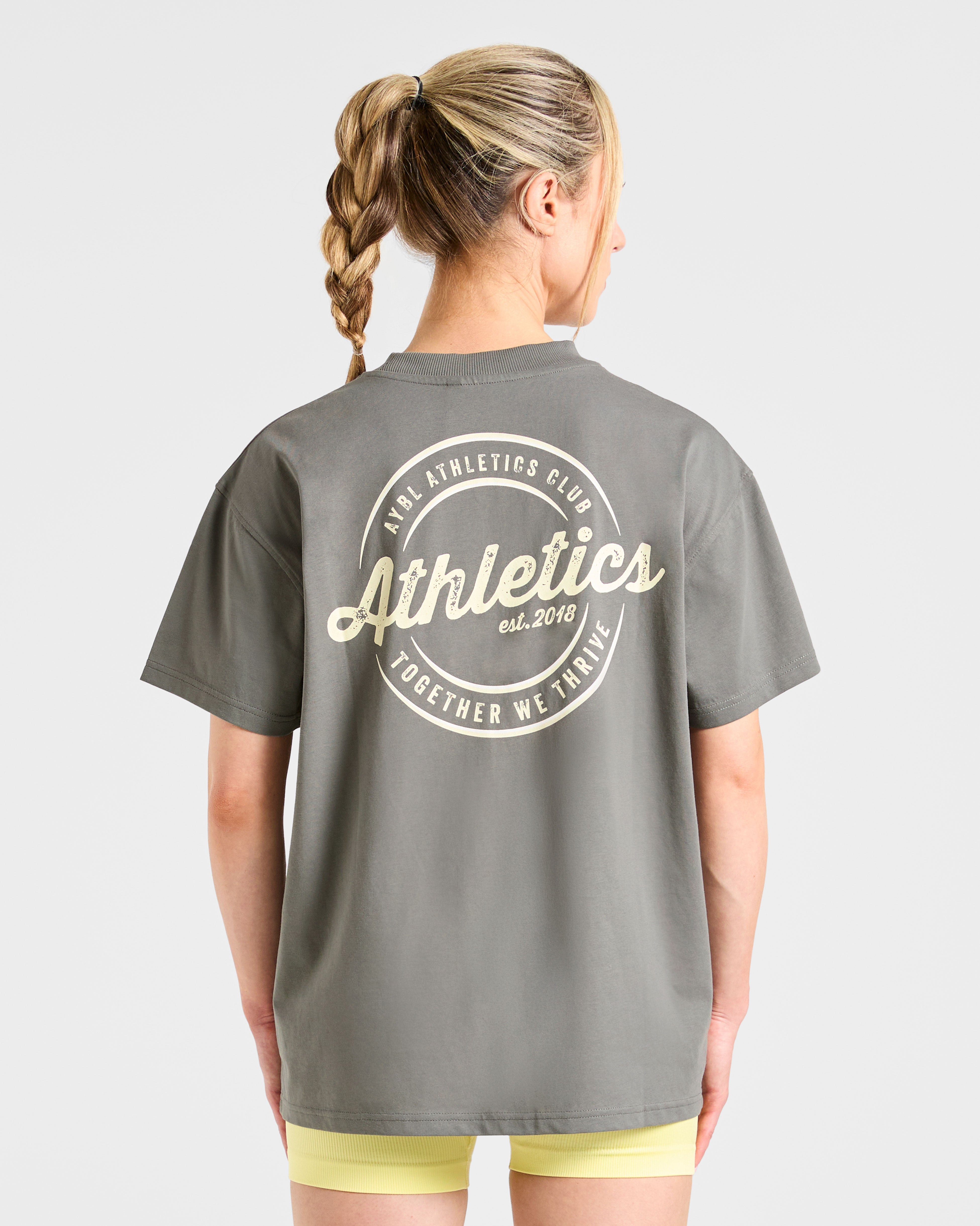 T-shirt oversize Retro Athletics Club - Grigio/Butter