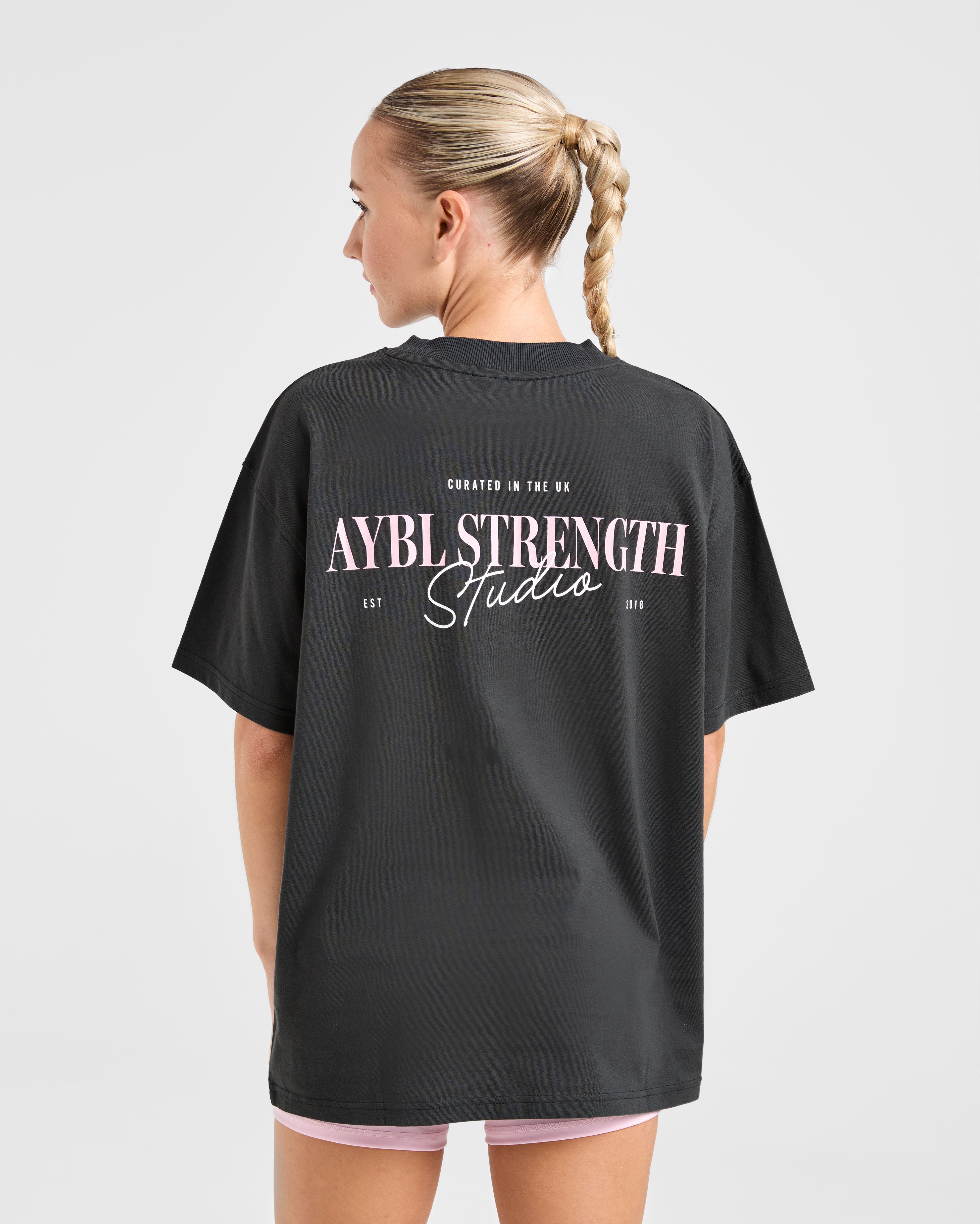 T-shirt oversize AYBL Strength Studio - Grigio/ Rosa