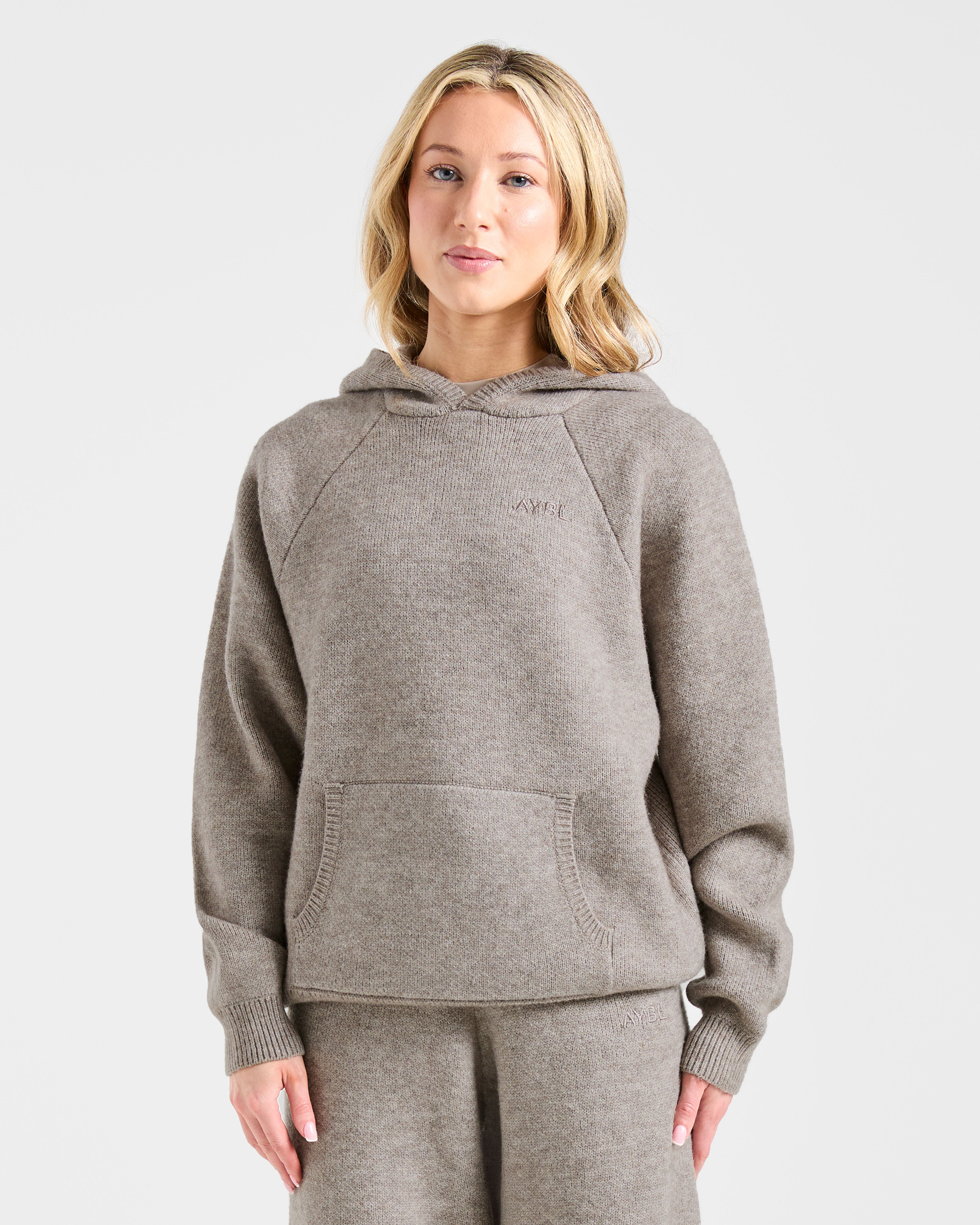 Felpe Oversized Lavorata in Maglia Morbida - Marrone Marl