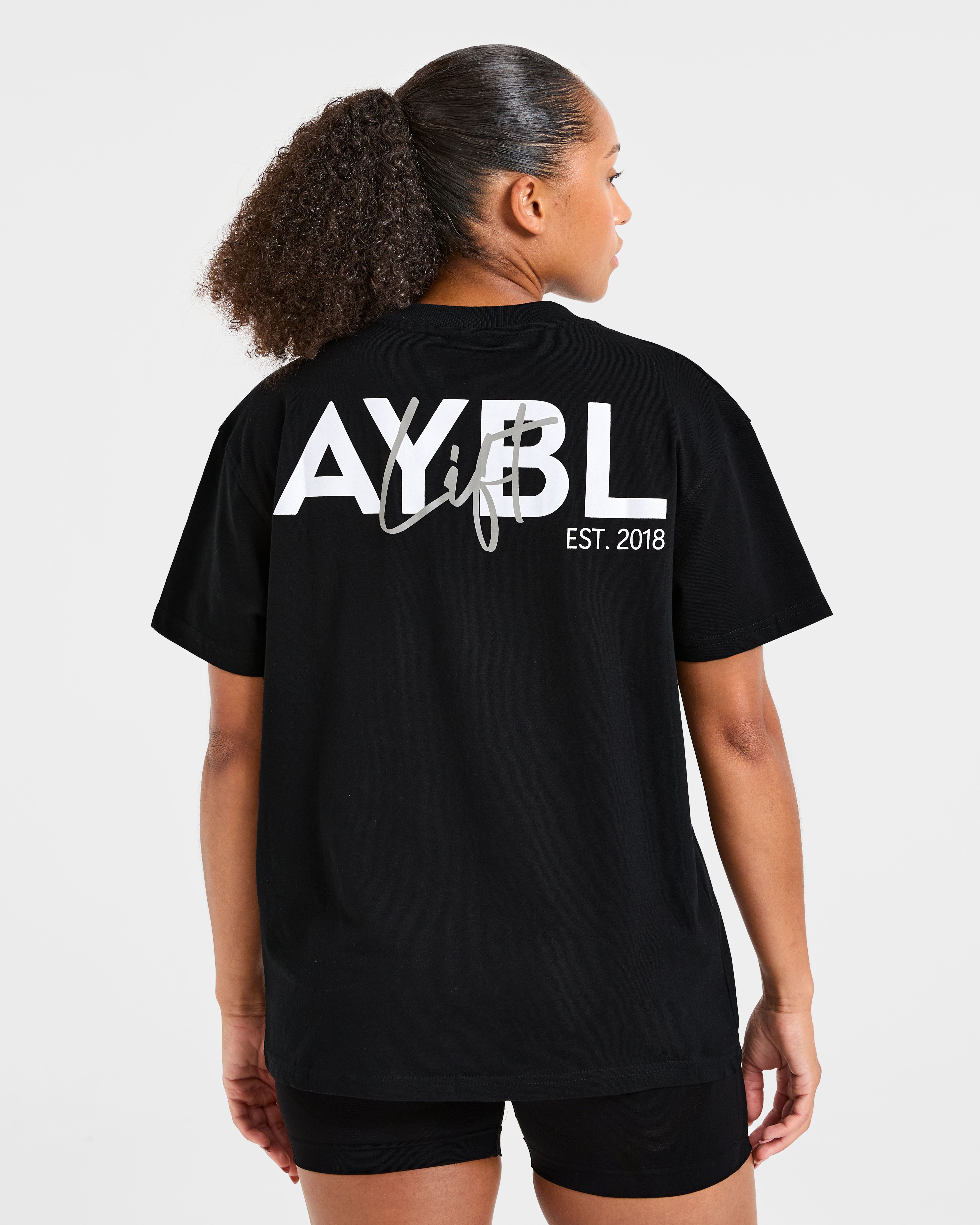 T-shirt Oversized con Stampa Lift - Nero