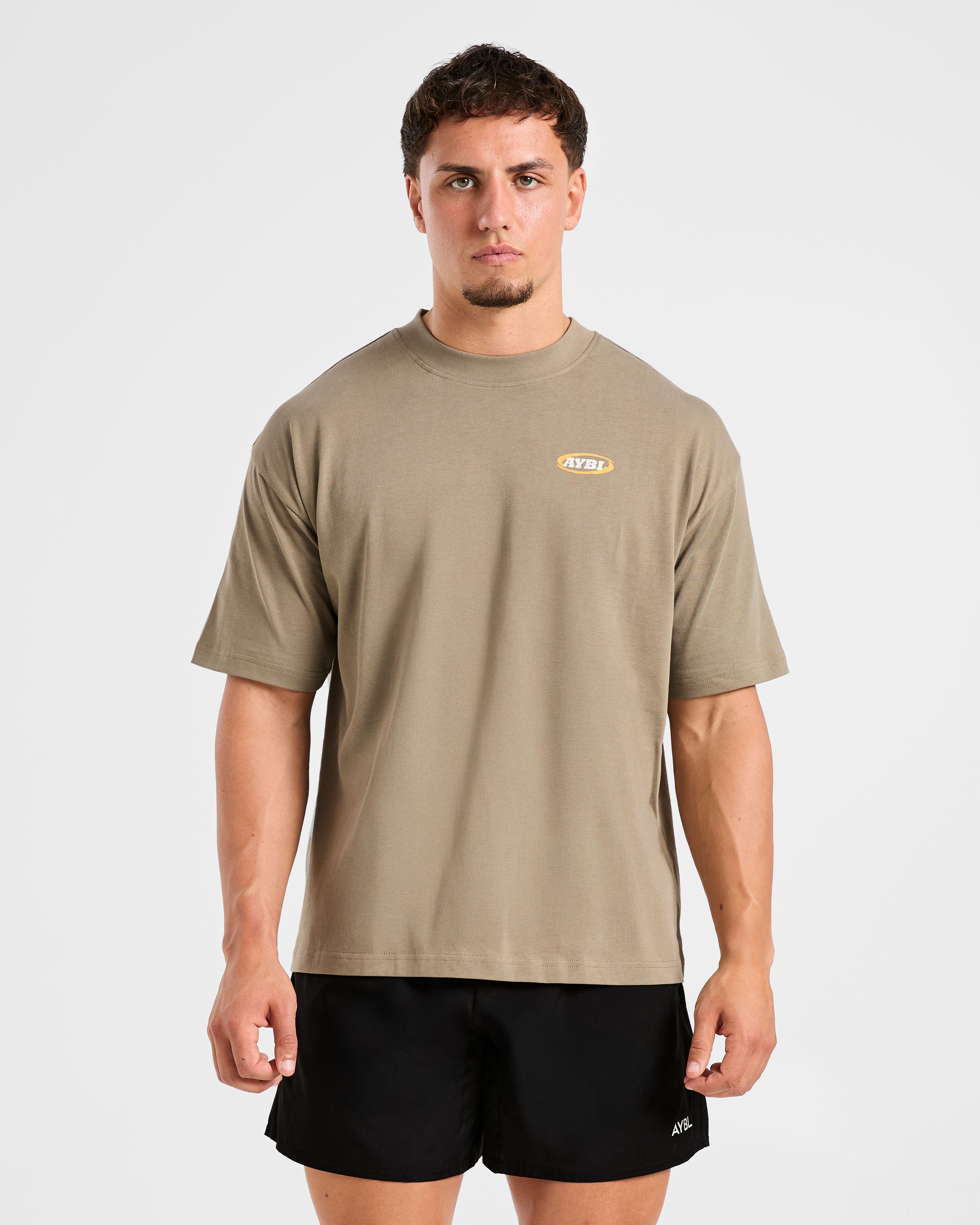 T-shirt Oversized con Stampa Athletics - Olive Sand