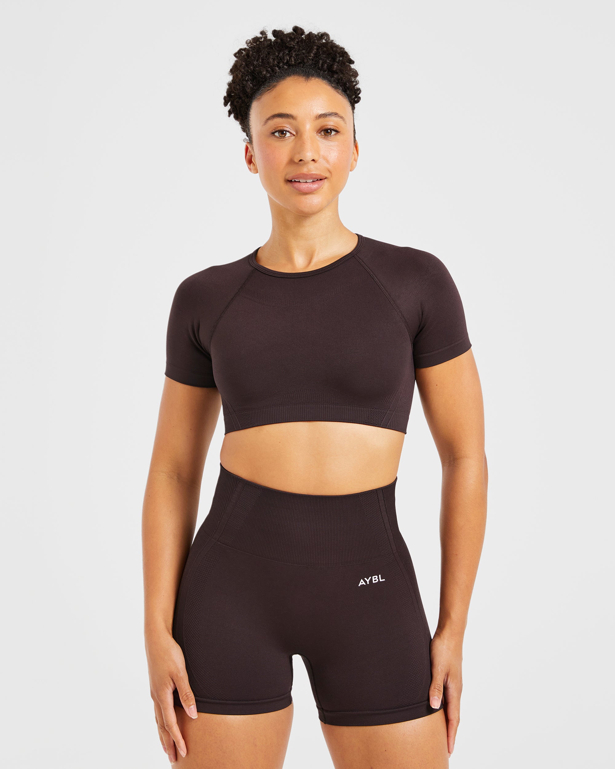 Crop Top Senza Cuciture Balance V3 - Marrone Scuro