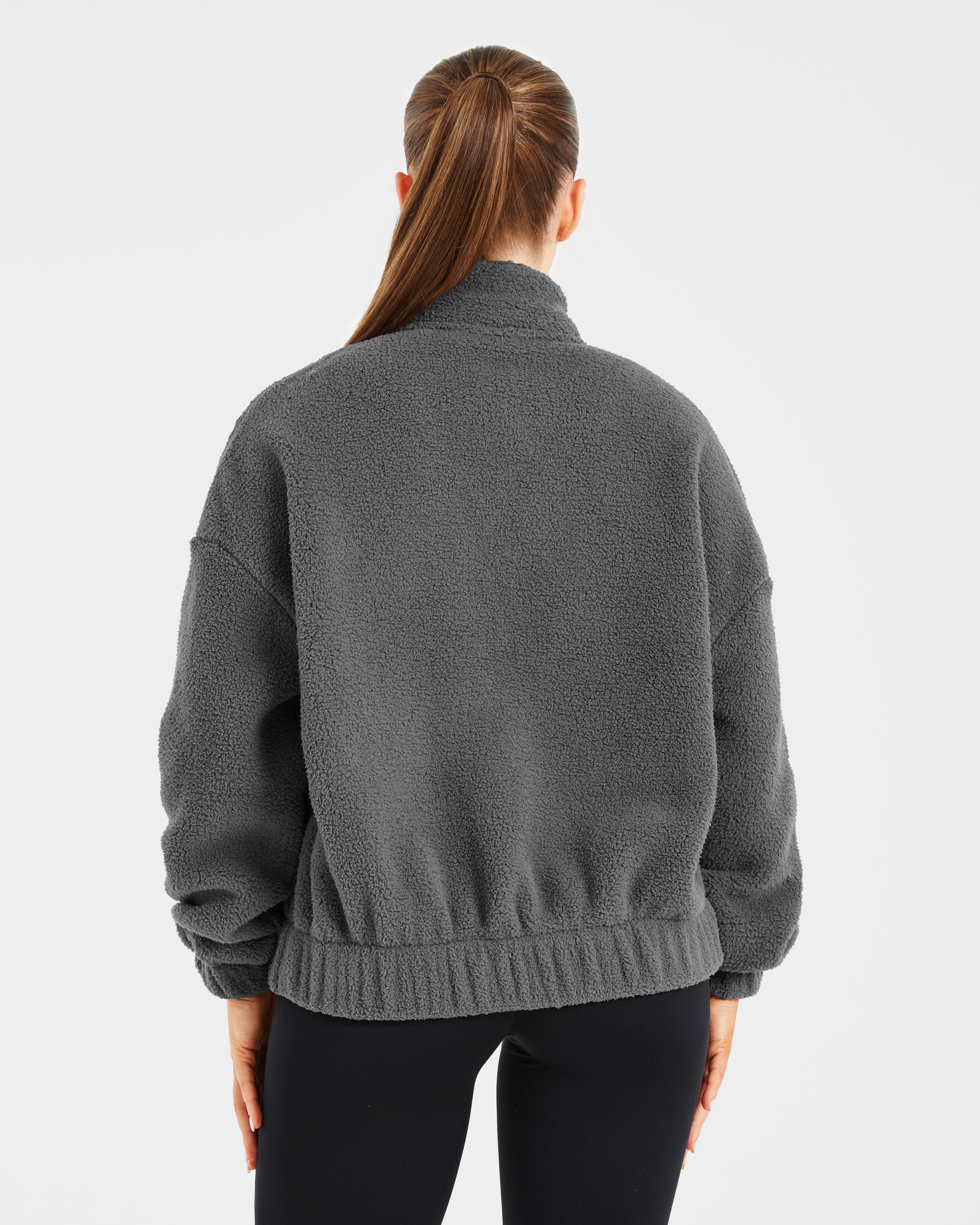 Giubbotto in Felpa Oversized con Cerniera Varsity - Grigio