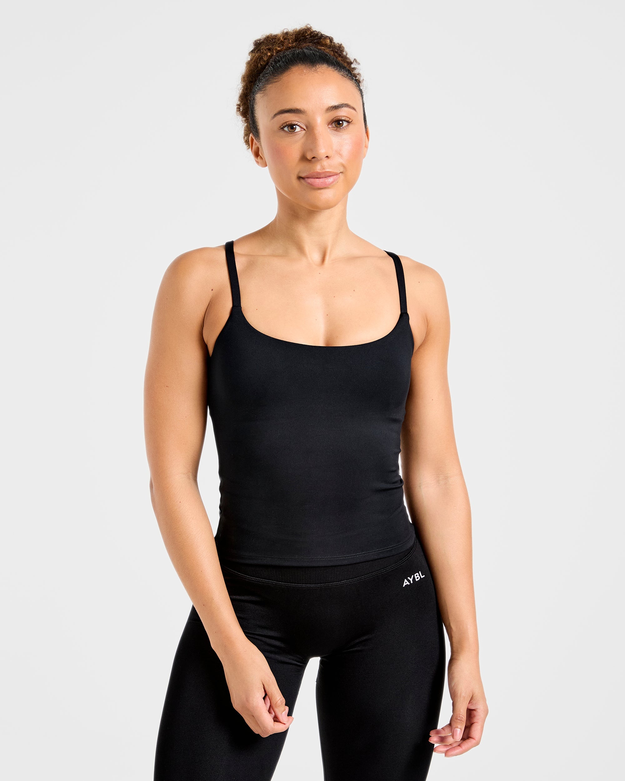 Top Tank a Spalline Essenziale - Nero