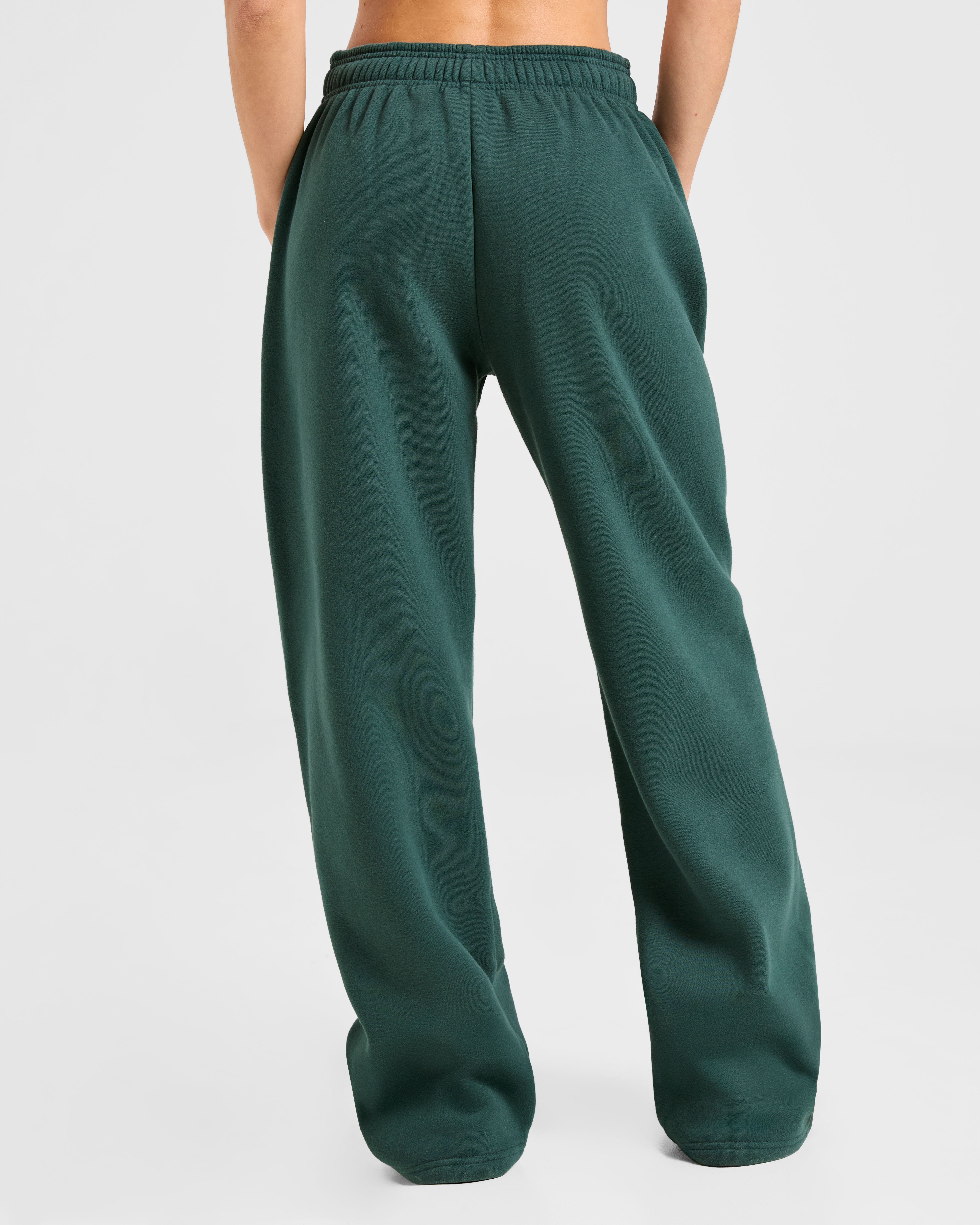 Pantaloncini Larghi in Felpa Classici con Gambe Dritte - Verde Pino
