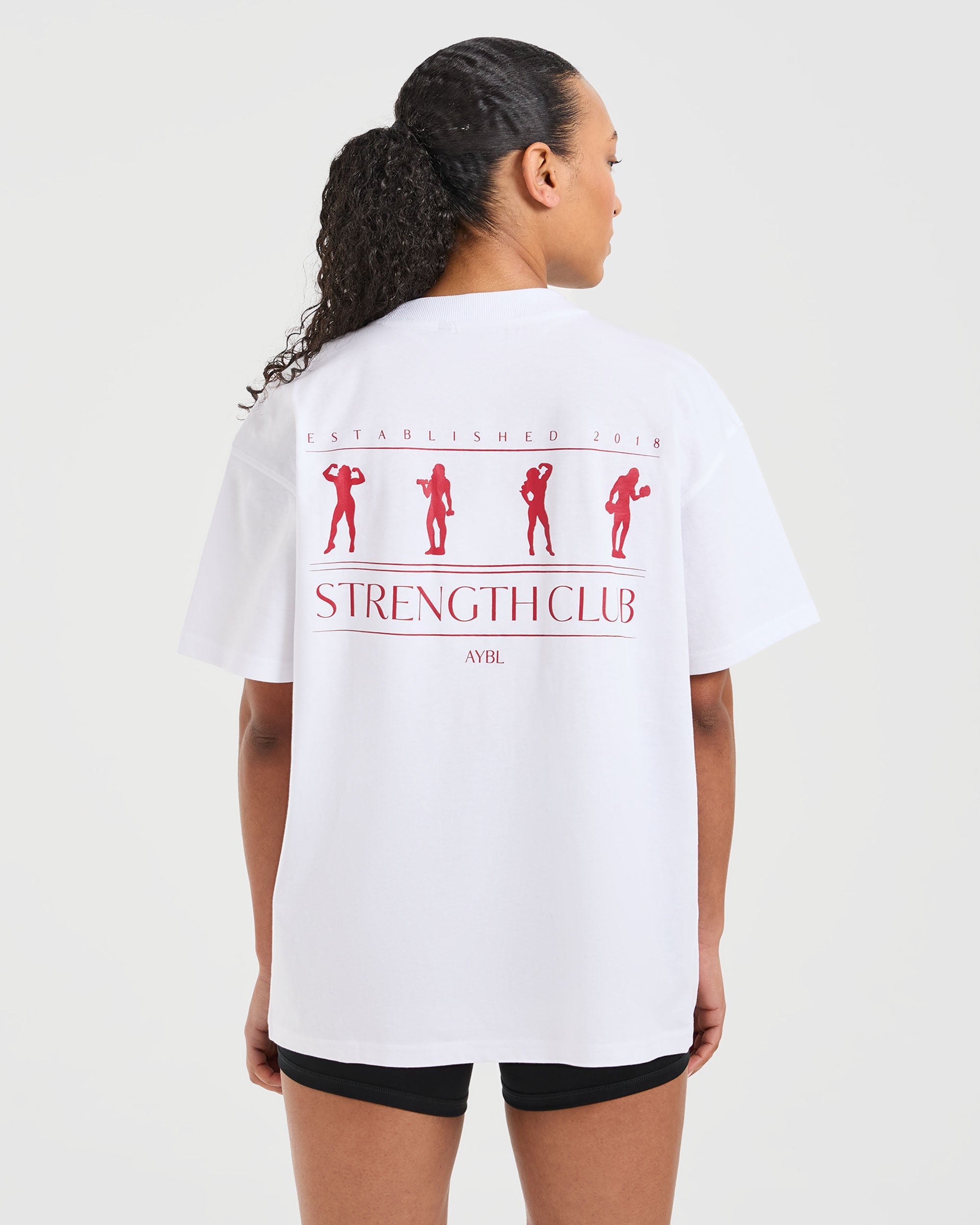 T-shirt Oversized Strength Club - Bianco/Red