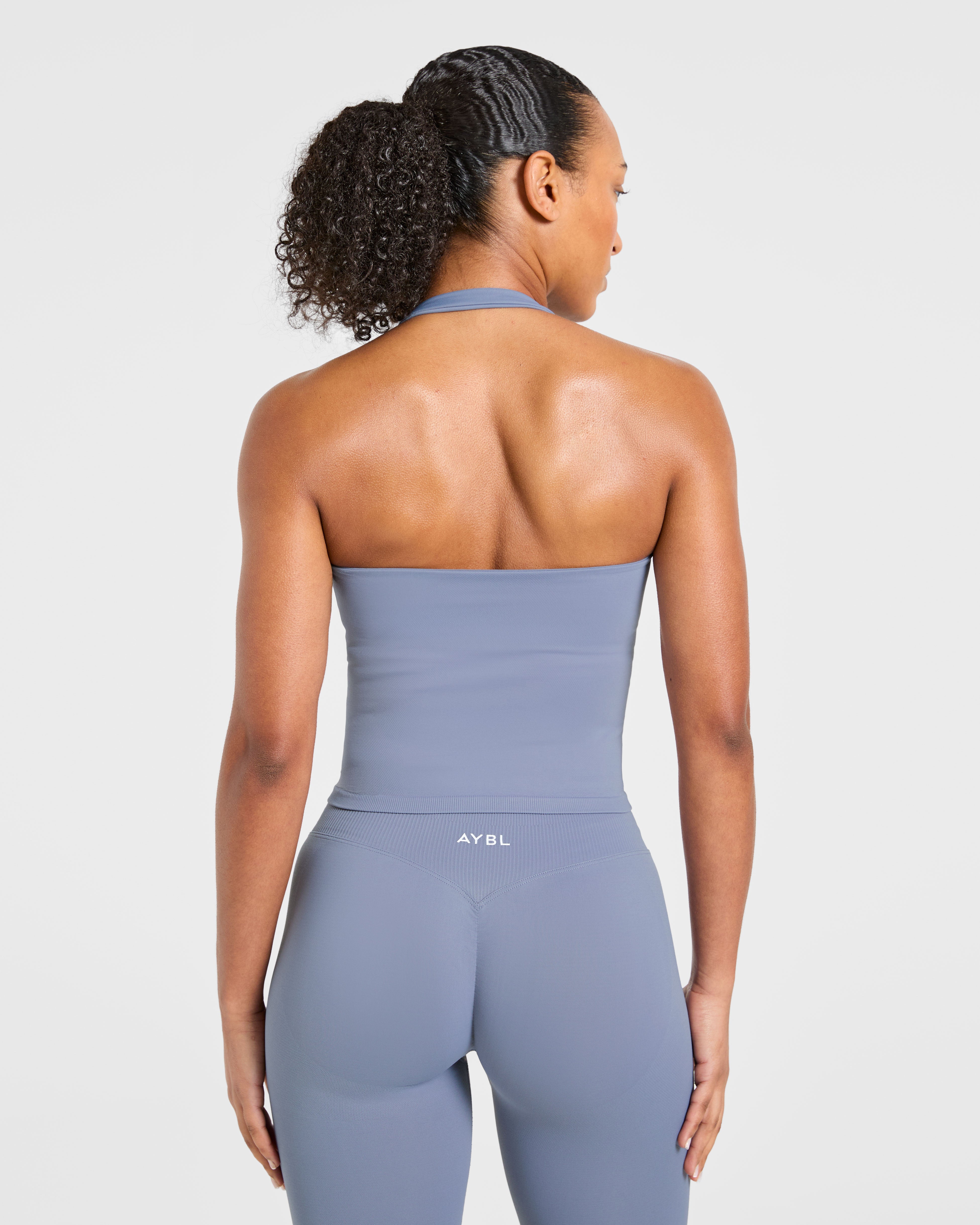 Aumenta il tuo look con il top senza cuciture a spalline - Blu Slate