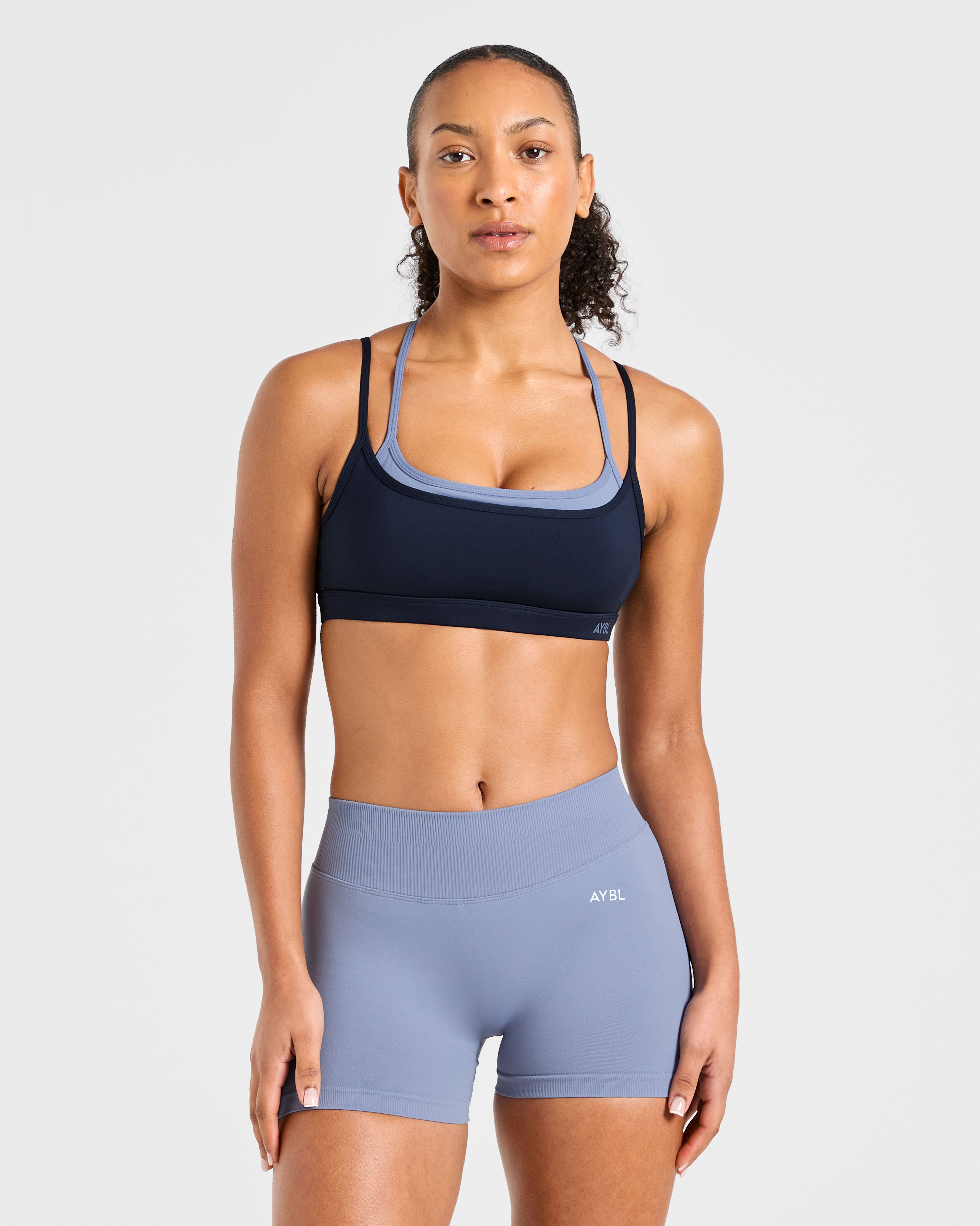 Reggiseno Sportivo a Doppio Strato Essenziale - Blu Navy